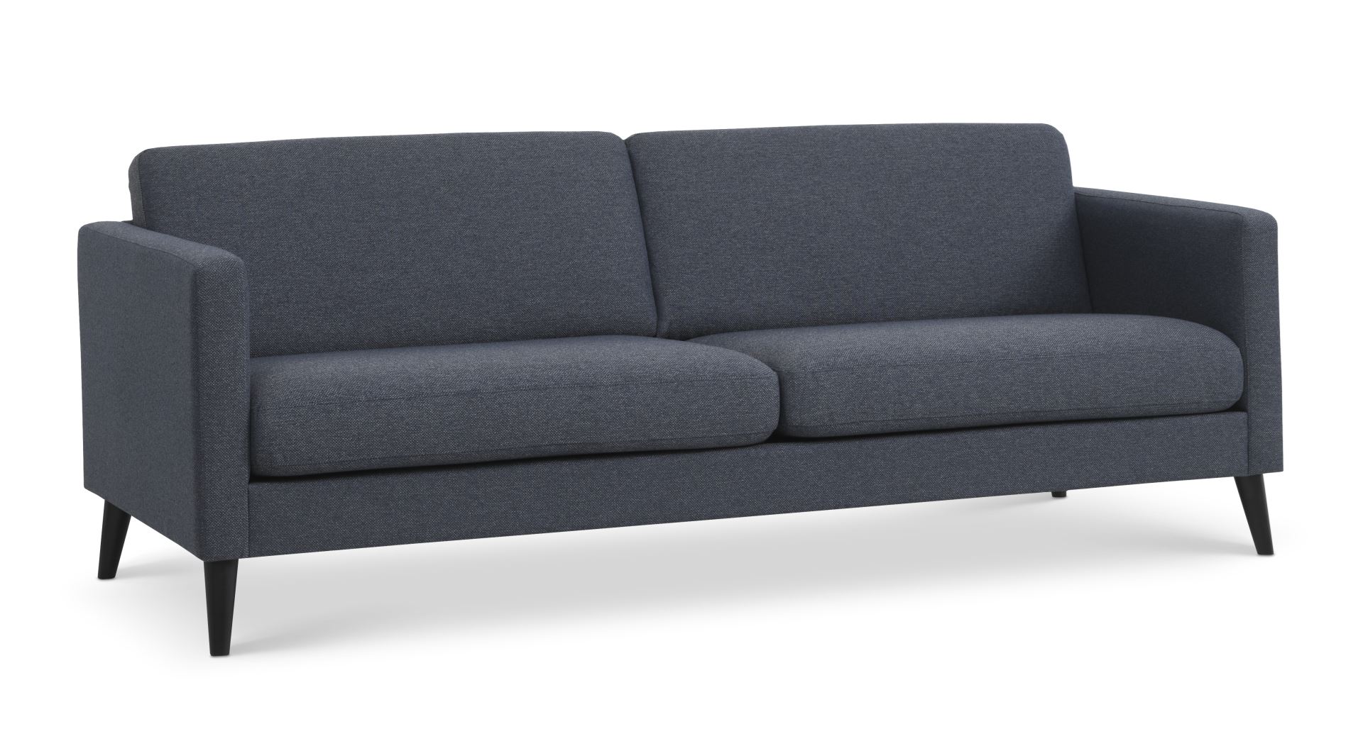 Ask 3 pers. sofa - navy blå polyester stof og sort træ