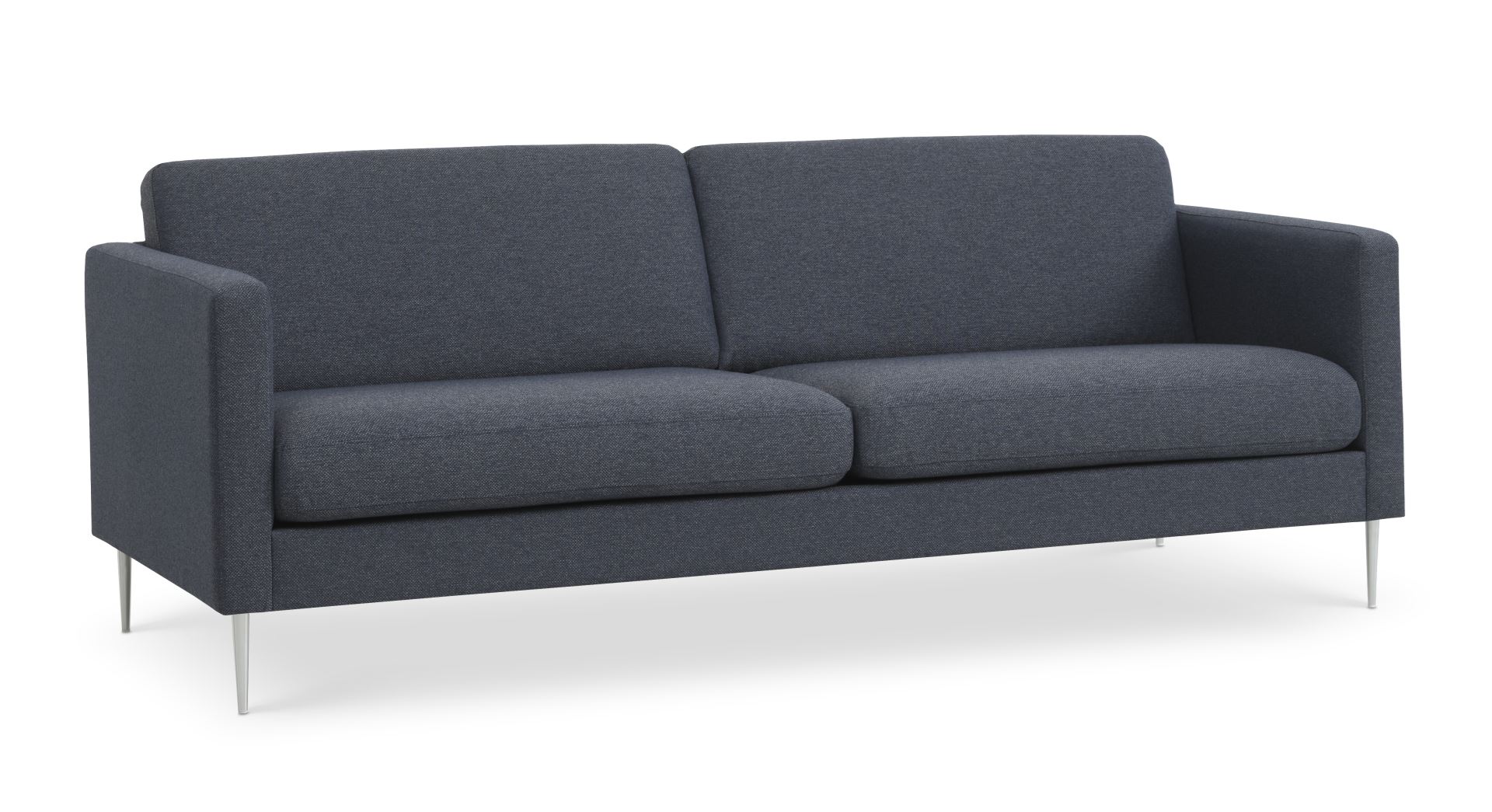 Ask 3 pers. sofa - navy blå polyester stof og børstet aluminium