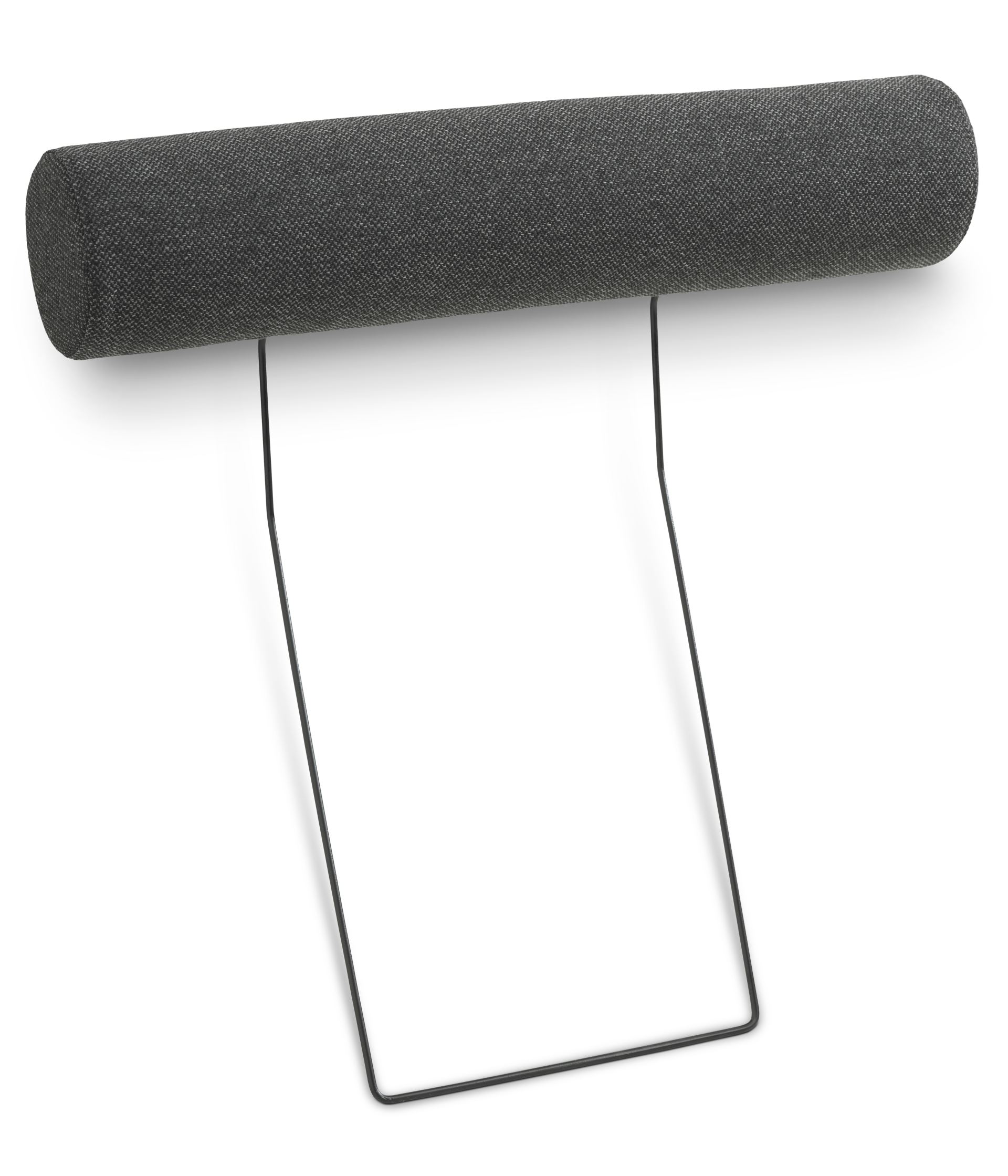 Ask nakkestøtte - antracitgrå polyester stof og sort metal