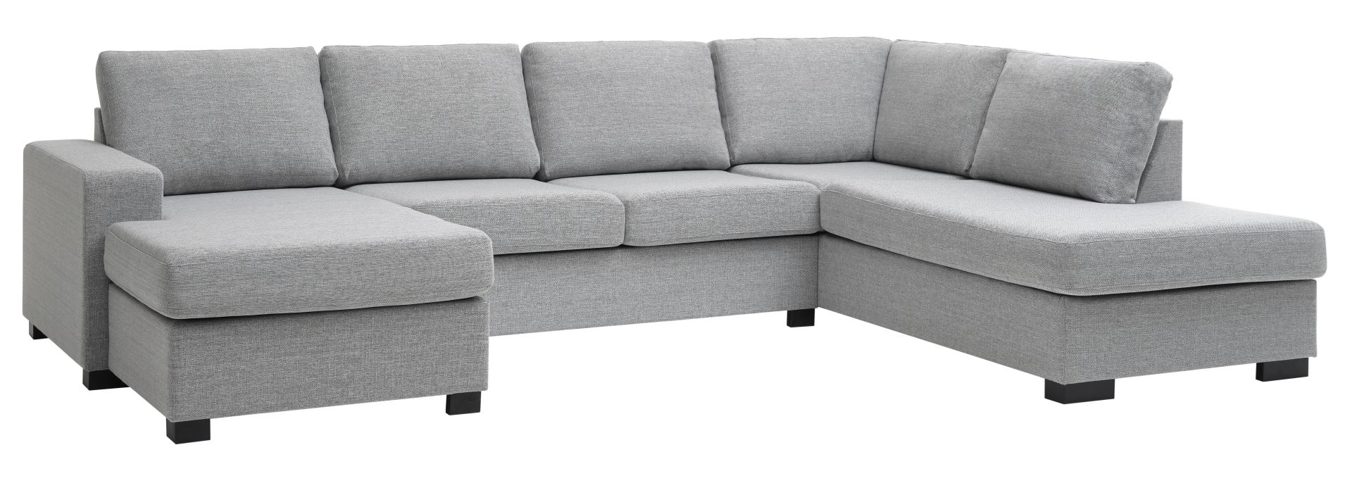 Detroit set 5 U OE right sofa, m. chaiselong - lys granitgrå polyester stof og sort træ