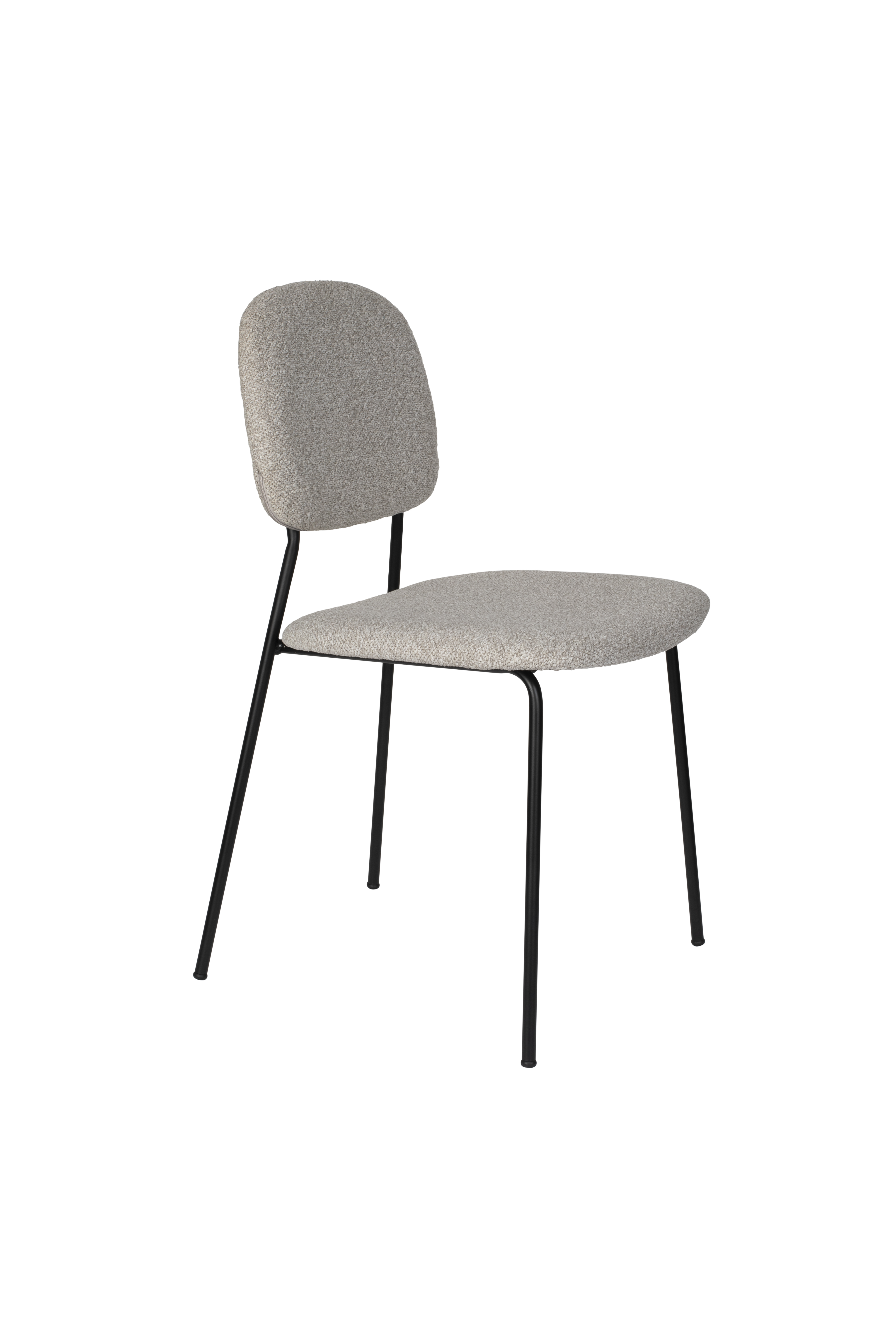 WHITE LABEL LIVING Roos spisebordsstol - lys beige/grå polyester og sort stål
