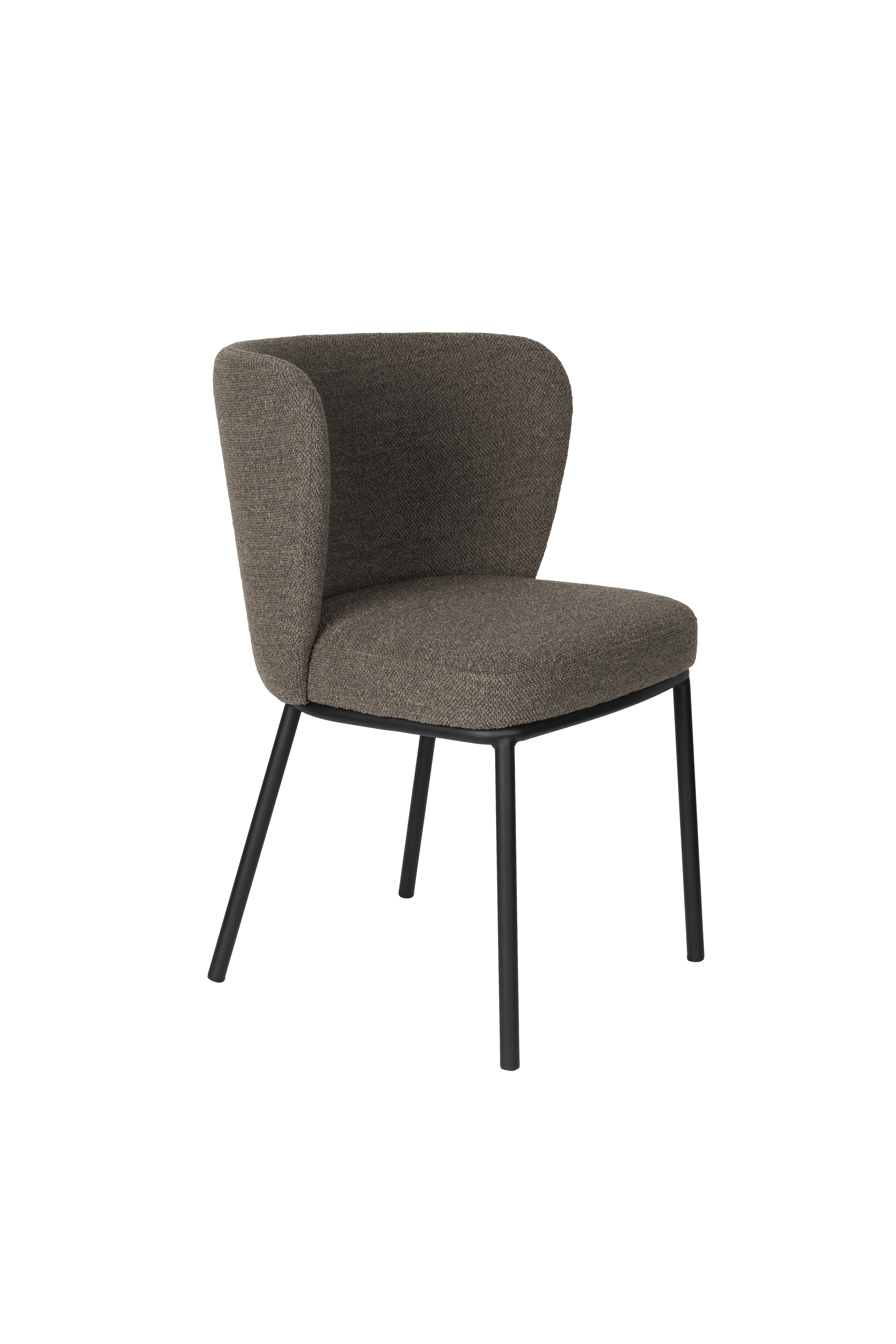 White Label Living Guus Spisebordsstol Brun Bouclé Polyester Sort Metal