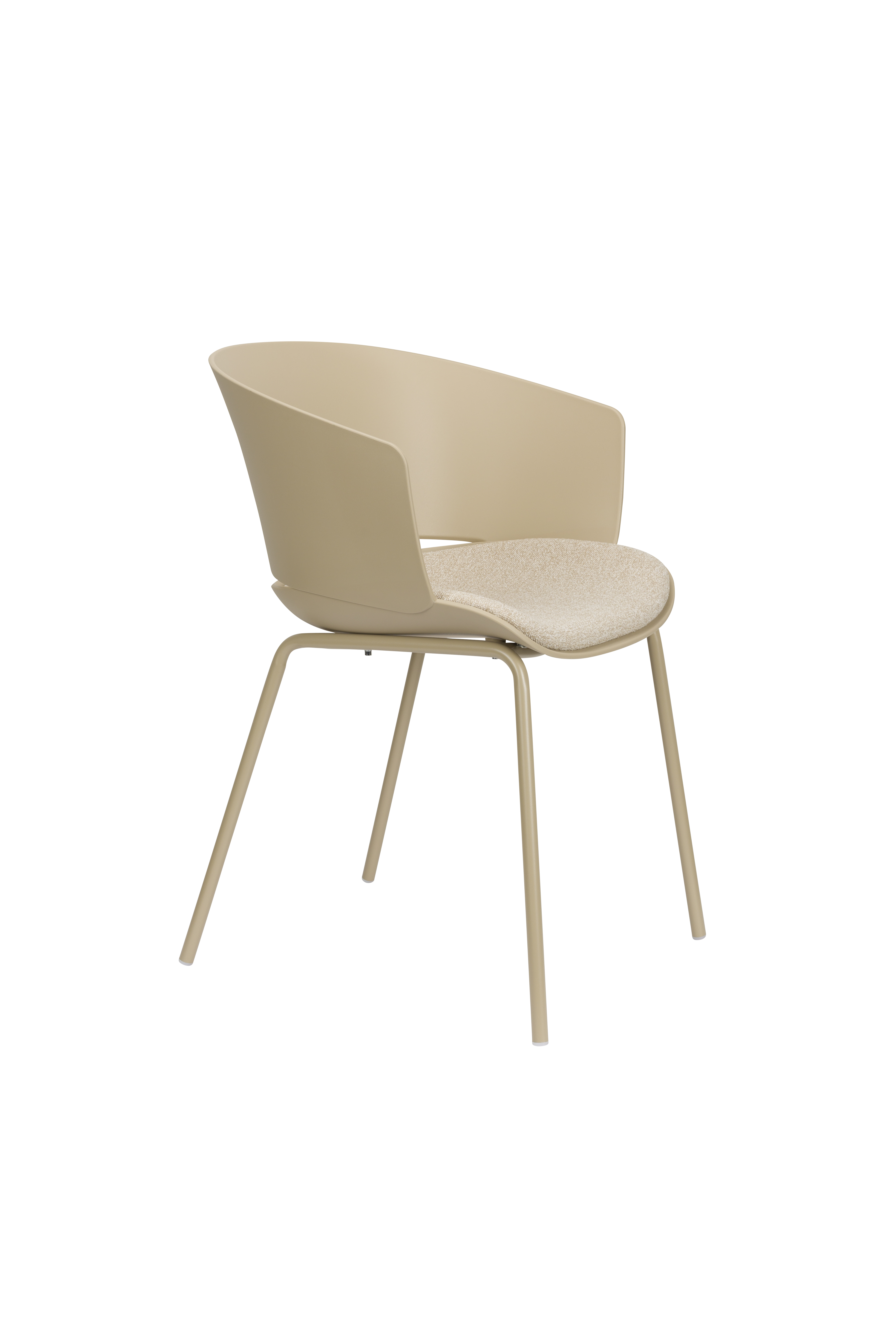 WHITE LABEL LIVING Jessica spisebordsstol, m. armlæn - beige polypropylen/polyester/metal