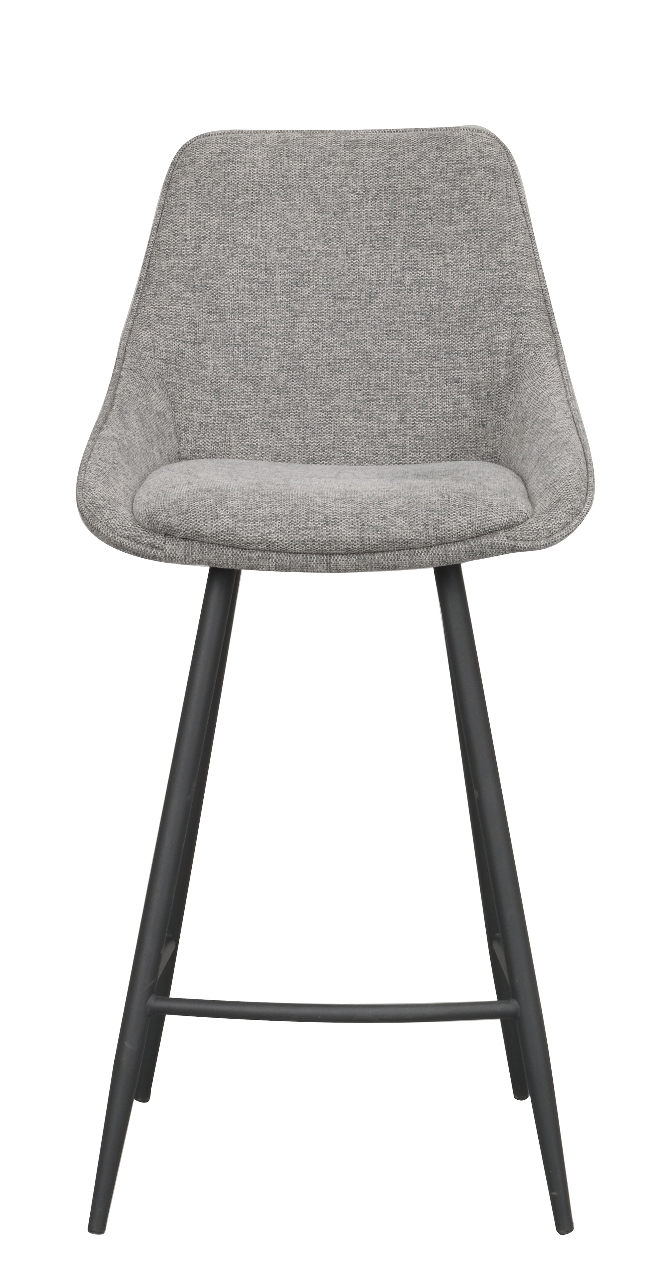ROWICO Sierra barstol, m. ryglæn og fodstøtte – grå polyester og sort metal