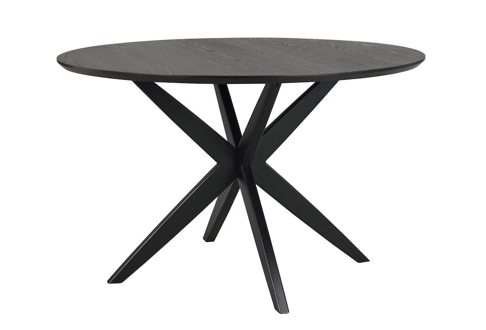 ROWICO Calverton spisebord, rund - sort egefiner og eg (Ø120)