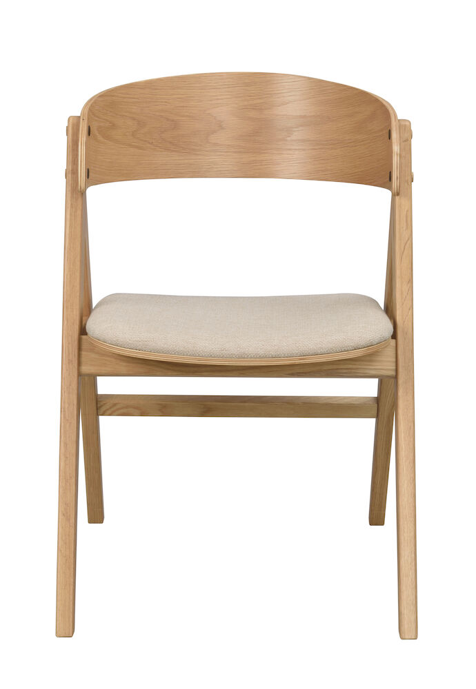 ROWICO Waterton spisebordsstol, m. armlæn - beige stof og natur eg
