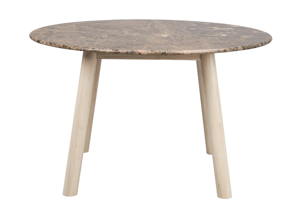 ROWICO Taransay spisebord, rund - brun marmor og hvidvasket eg (Ø125)