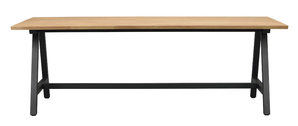 ROWICO Carradale spisebord, m. udtræk - natur eg og sort metal (220x100)