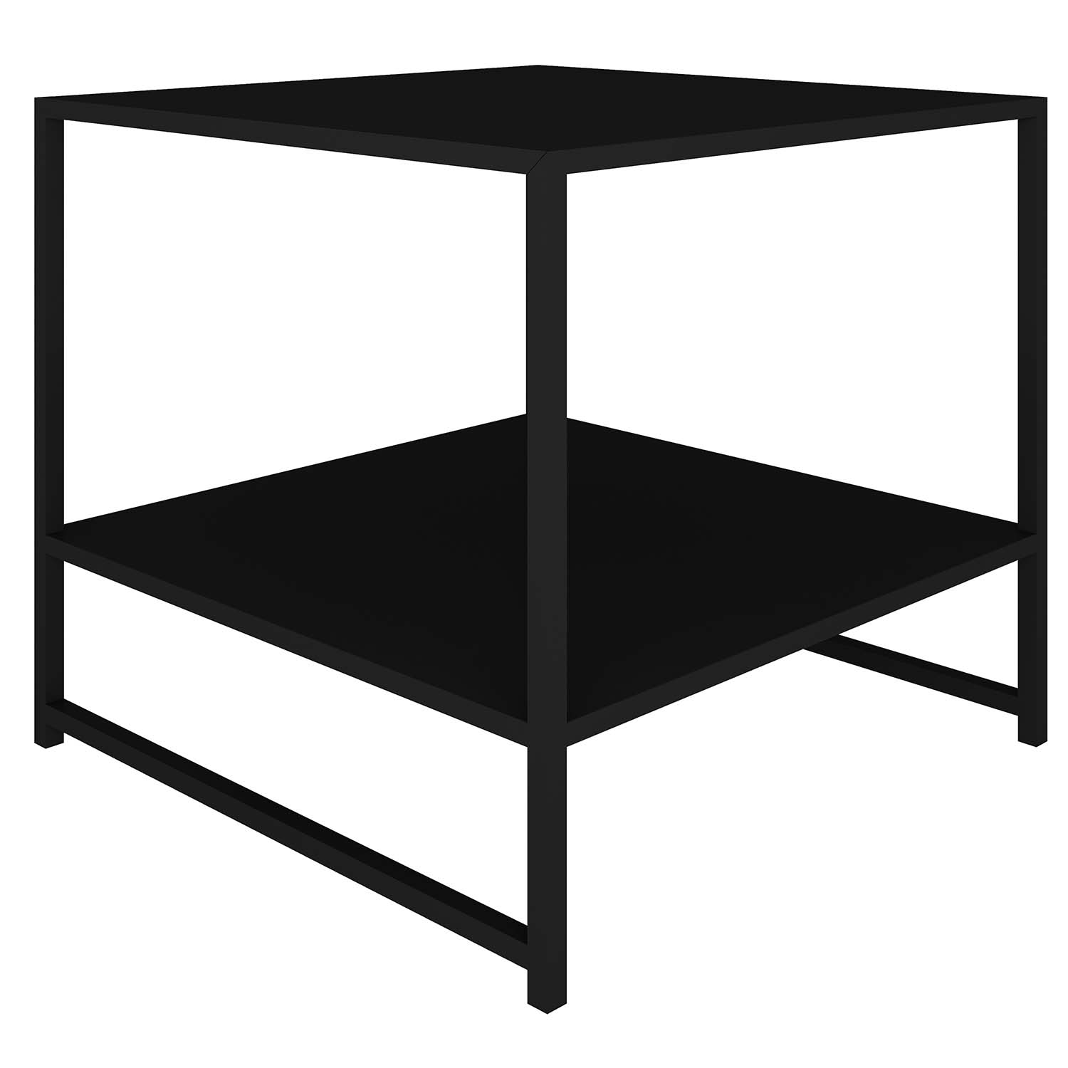 Billede af CANETT kvadratisk Opus hjørnebord, m. hylde - sort metal (50x50)