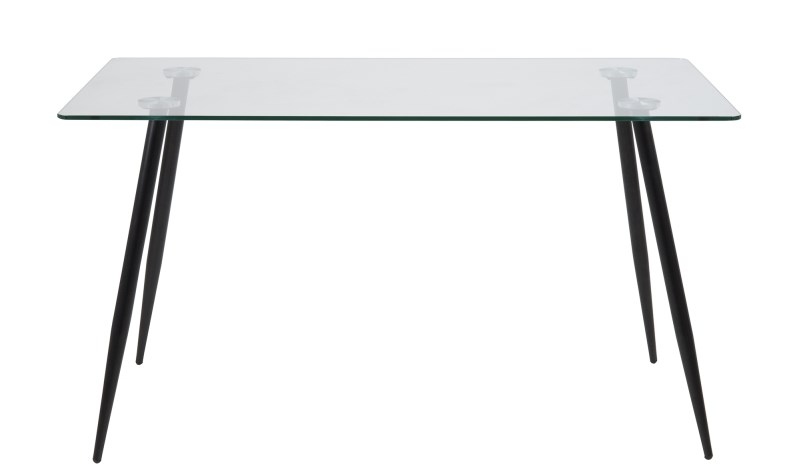 Wilma spisebord - Klar/sort glas, m. glasplade og sorte ben, rektangulær, inkl plastik fodsko, (75x140x80) thumbnail