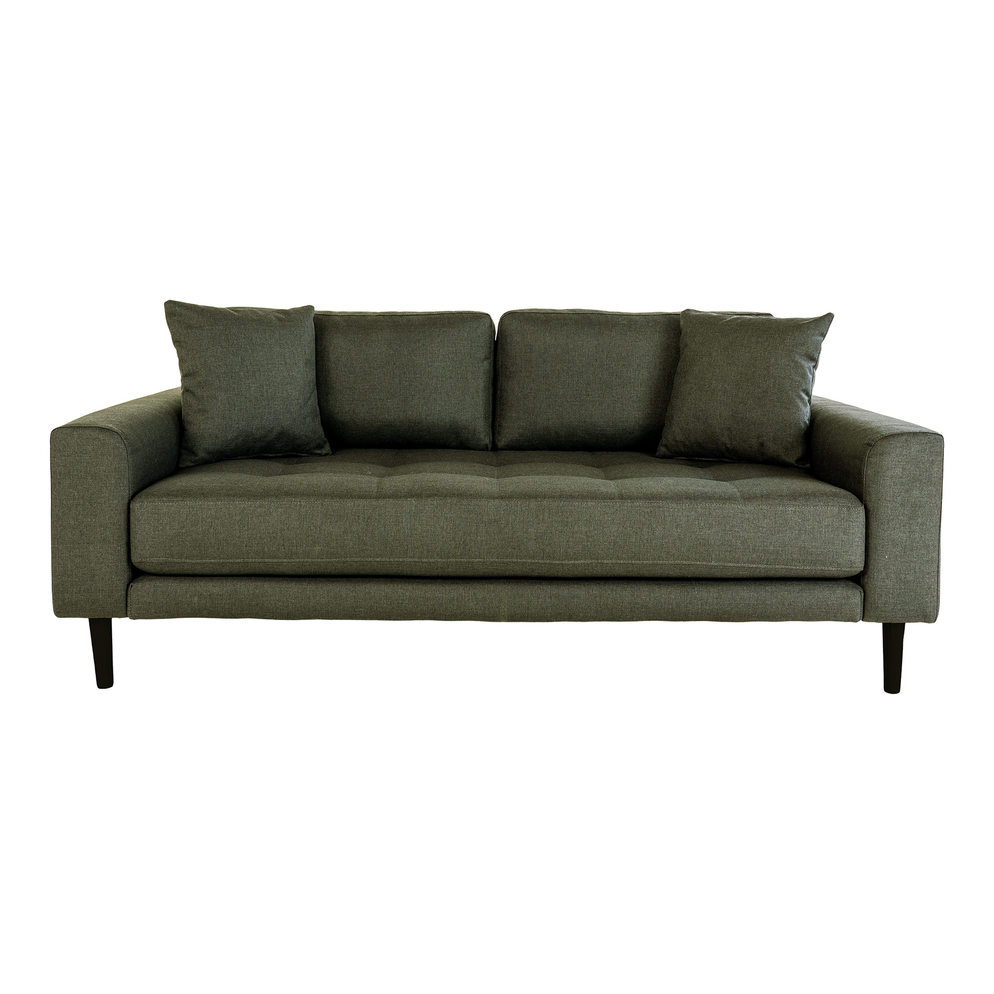 HOUSE NORDIC Lido 2,5 pers. sofa, m. 2 puder – olivengrøn polyester og sort træ