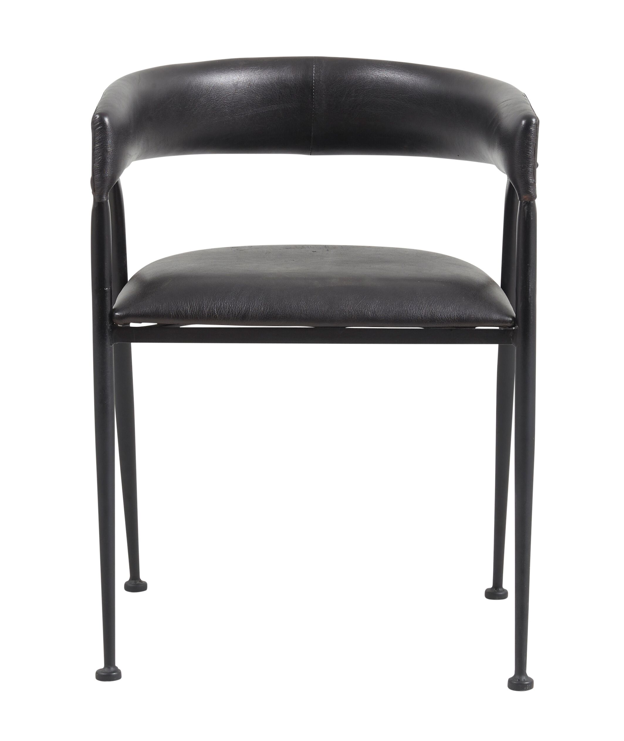 KILROY INDBO Melissa #7644 spisebordsstol, m. armlæn - sort læder og jern