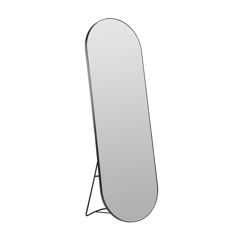 Billede af VILLA COLLECTION Vasto gulvspejl/vægspejl, oval - spejlglas og sort jern (170x55)