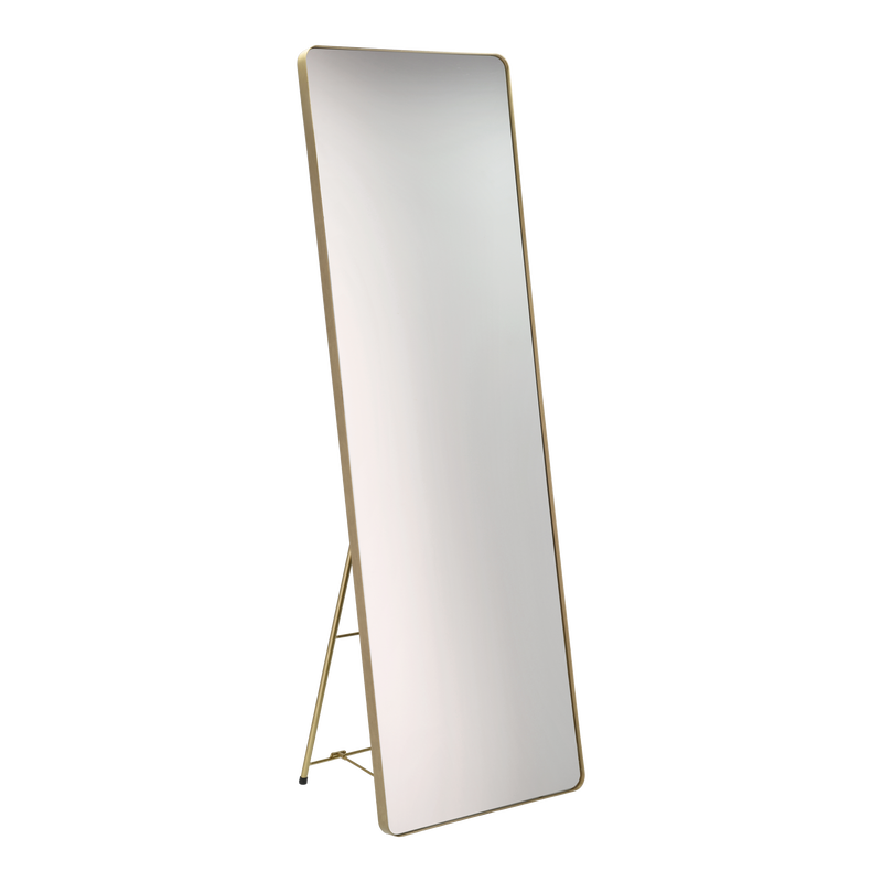 VILLA COLLECTION Verdal gulvspejl/vægspejl, rektangulær - spejlglas og guld jern (140x45)