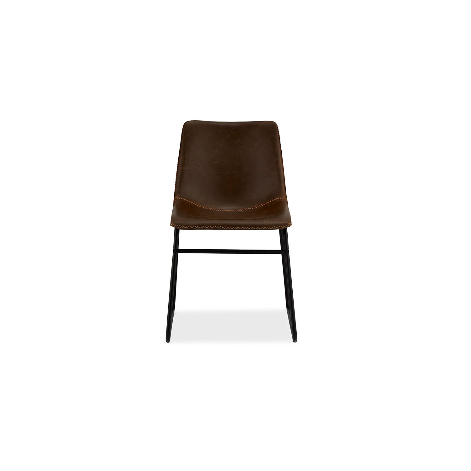 Indiana spisebordsstol - mørkebrun læder PU, sorte metalben thumbnail