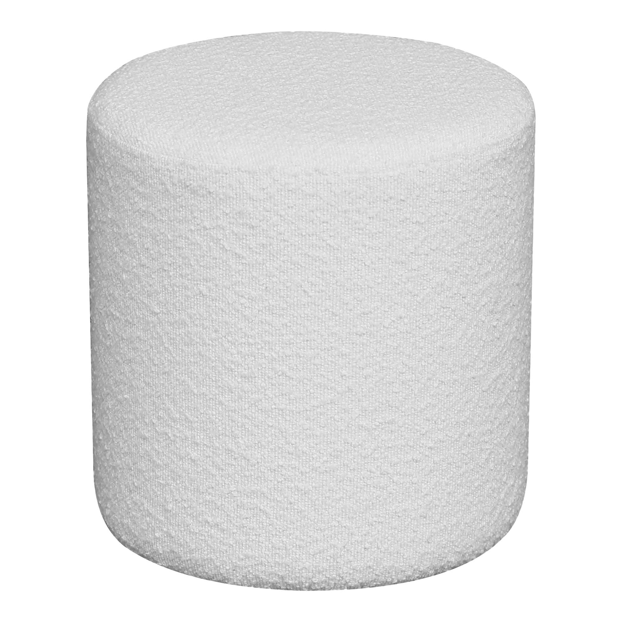 Billede af HOUSE NORDIC Ejby puf, rund - hvid bouclé polyester stof (Ø34)