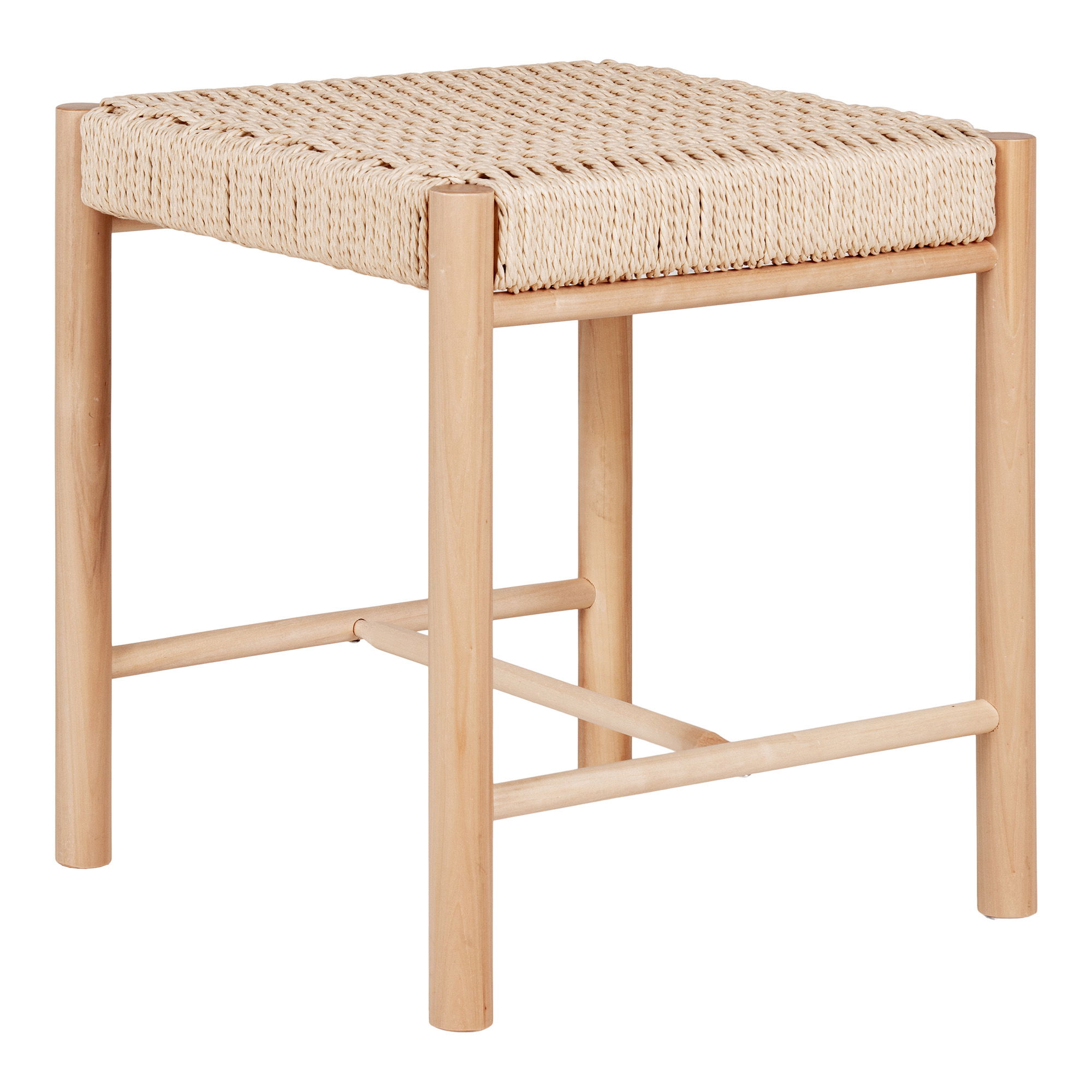 HOUSE NORDIC Abano Taburet – Taburet med naturflet sæde, poppel, natur, 42x42x46,5 cm