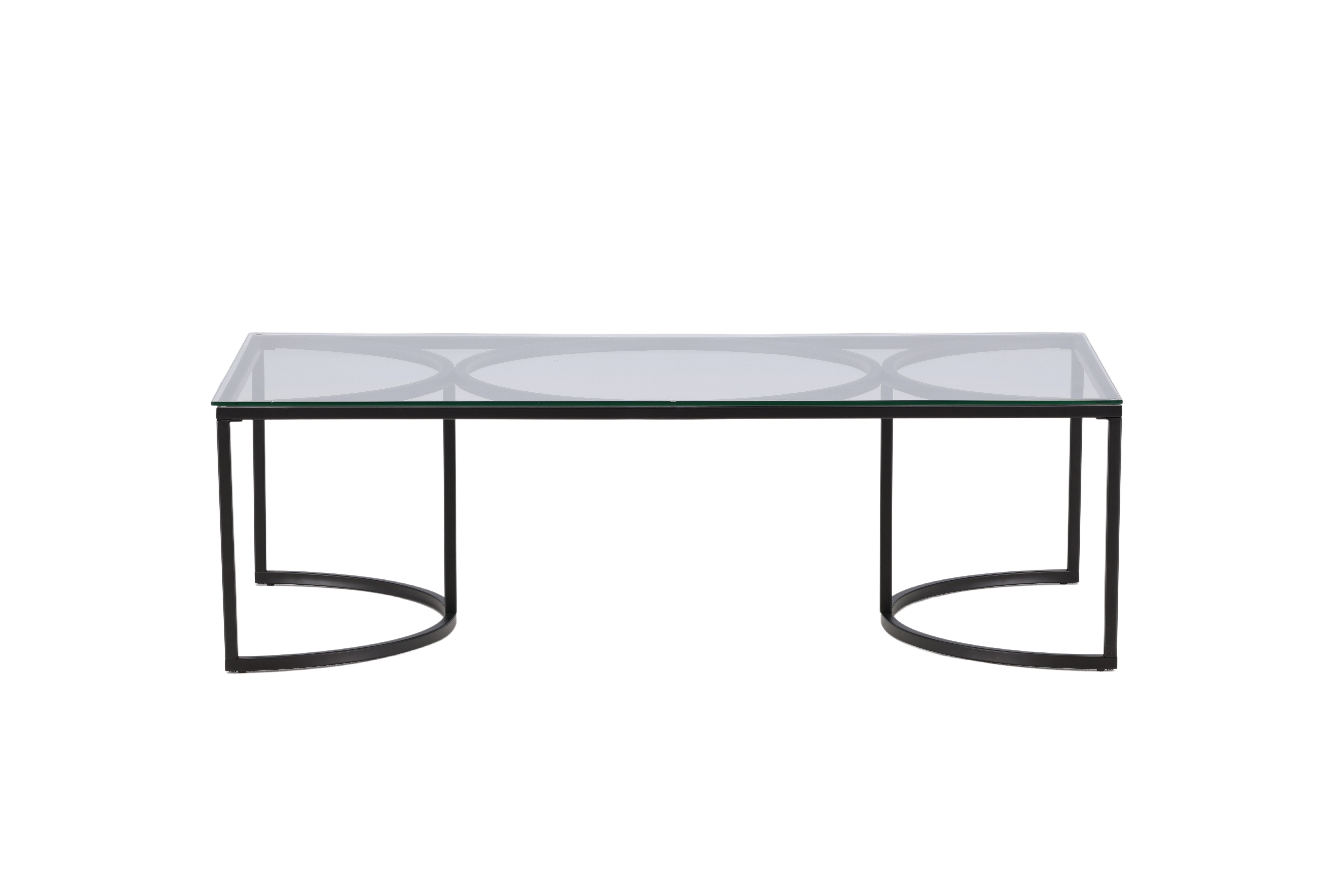VENTURE DESIGN Skanör sofabord, rektangulær - klar glas og sort stål (140x70)