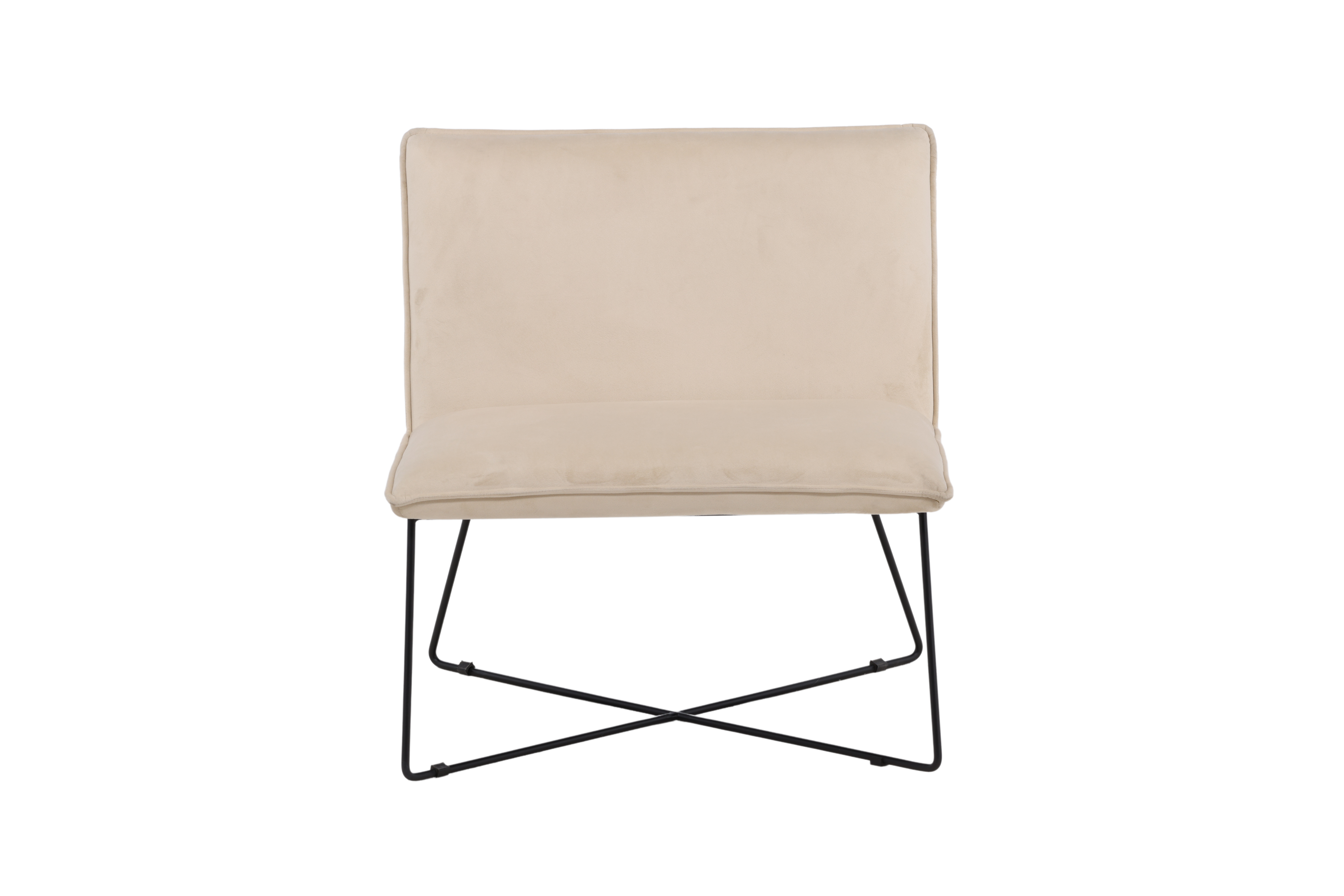 4: VENTURE DESIGN X-lounge stol - beige fløjl og sort stål