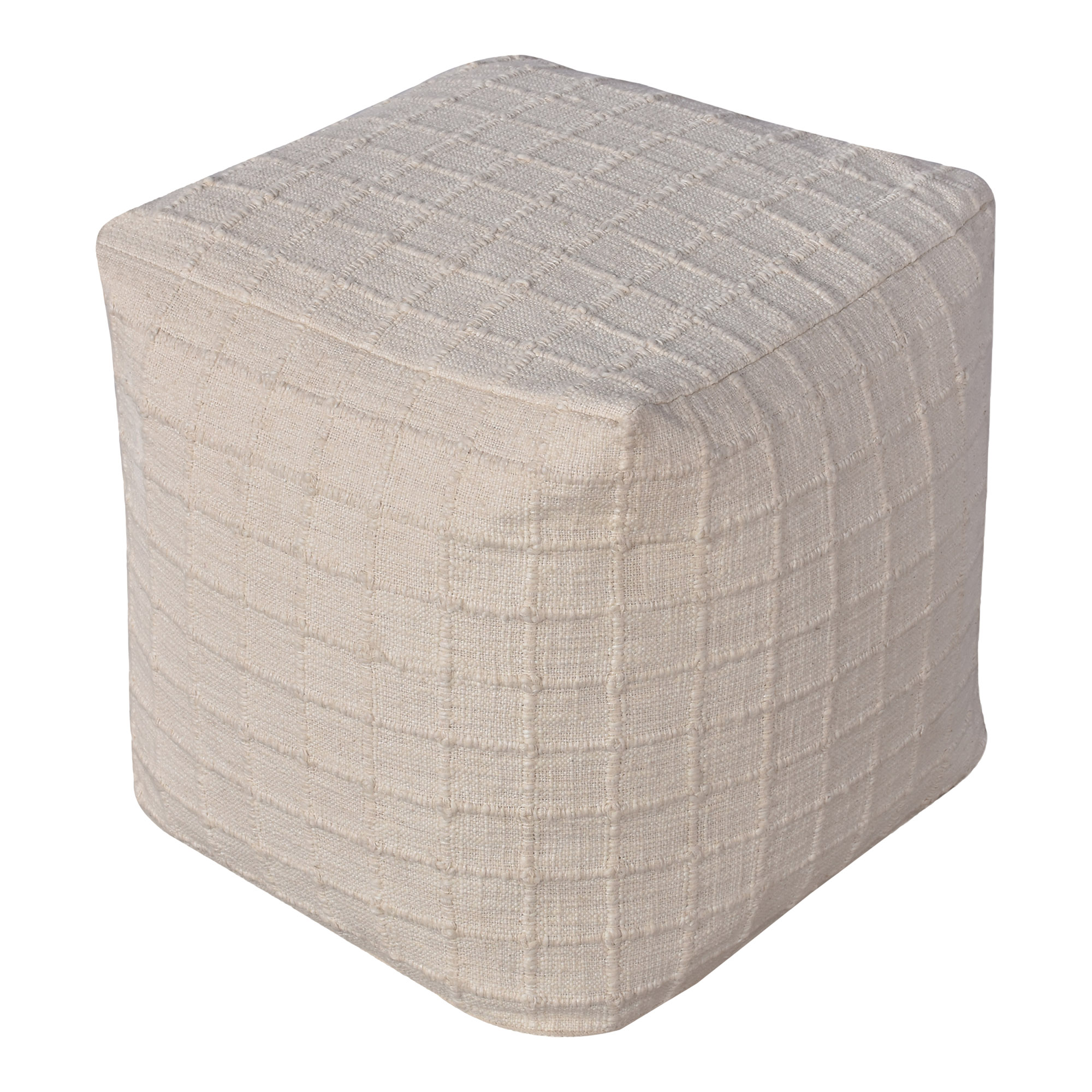 HOUSE NORDIC Guna puf, håndvævet, kvadratisk - råhvid stof (40x40)