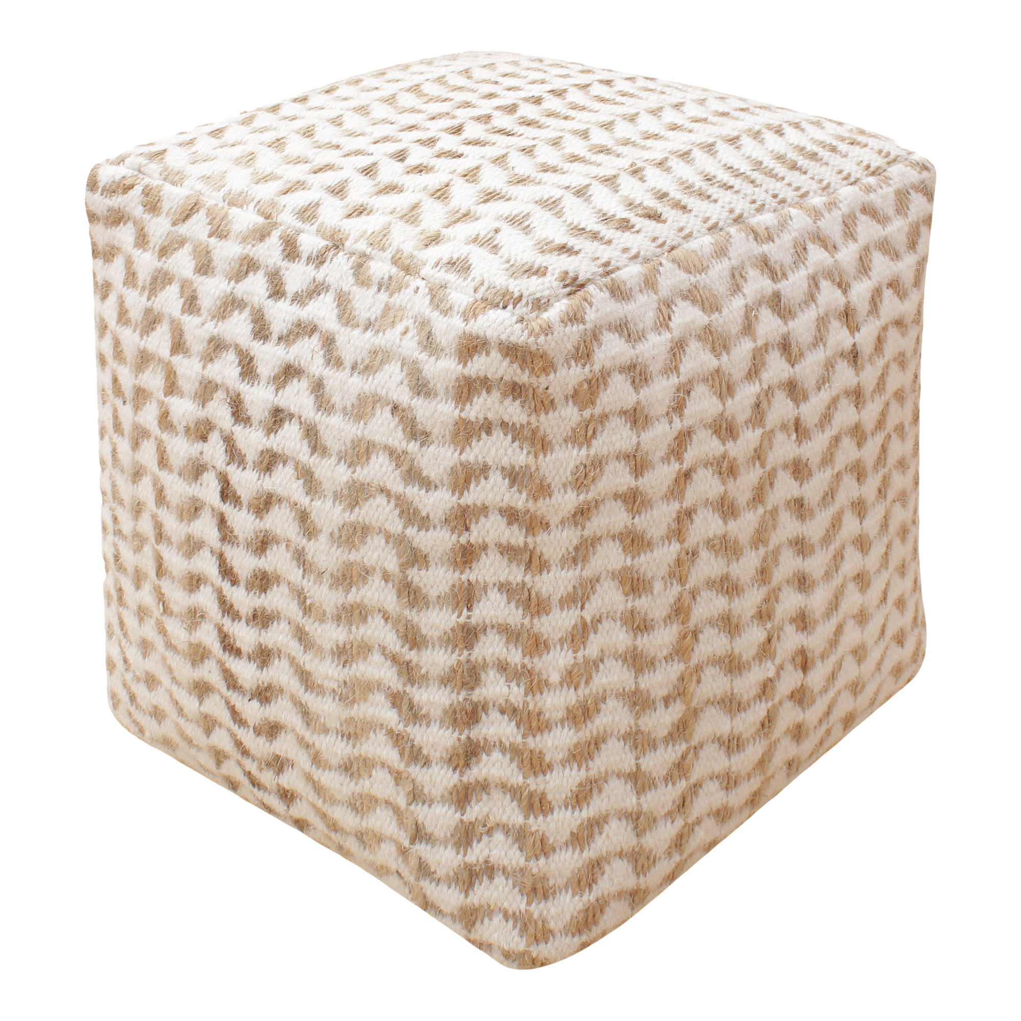 Billede af HOUSE NORDIC Vapi puf, håndvævet, kvadratisk - råhvid og natur stof (40x40)