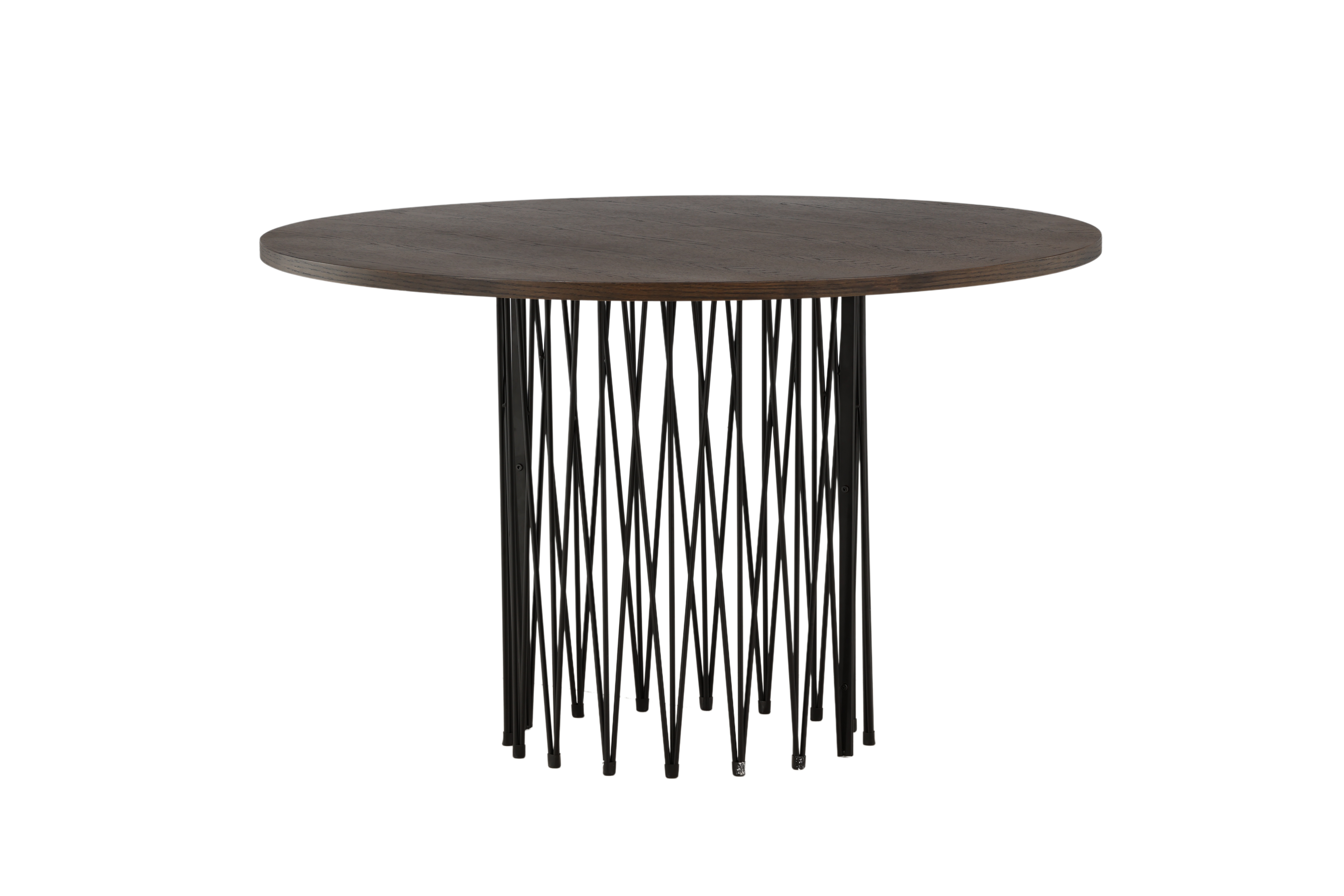Billede af VENTURE DESIGN Stone spisebord, rund - mokka finér og sort stål (Ø120)