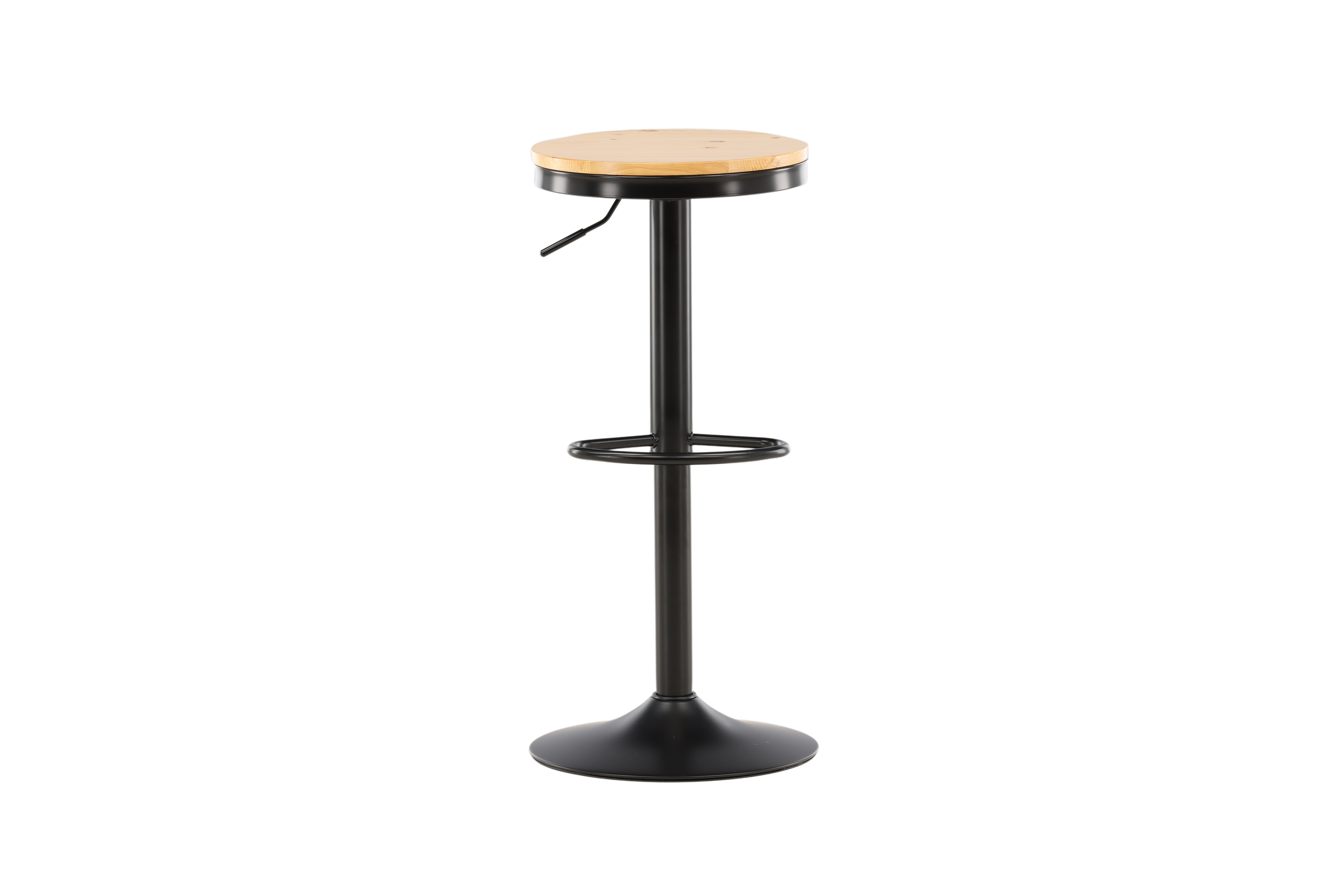 VENTURE DESIGN Conway barstol, højdejusterbar, m. fodstøtte - natur MDF og sort stål