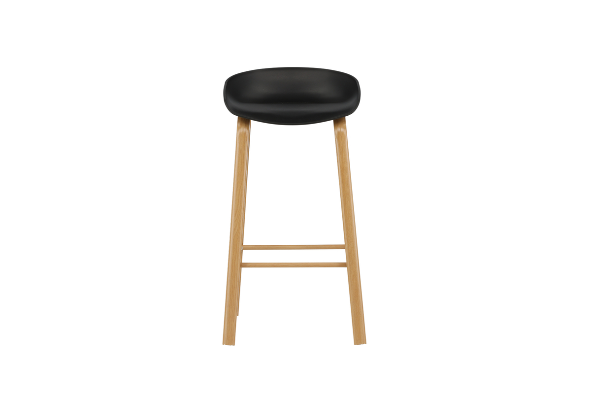 VENTURE DESIGN Decatur barstol, m. ryglæn og fodstøtte – sort polypropylen og natur stål