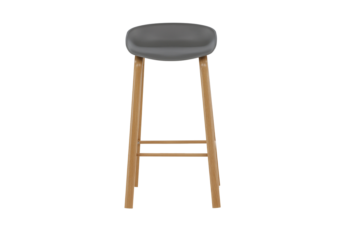 VENTURE DESIGN Decatur barstol, m. ryglæn og fodstøtte - grå polypropylen og natur stål