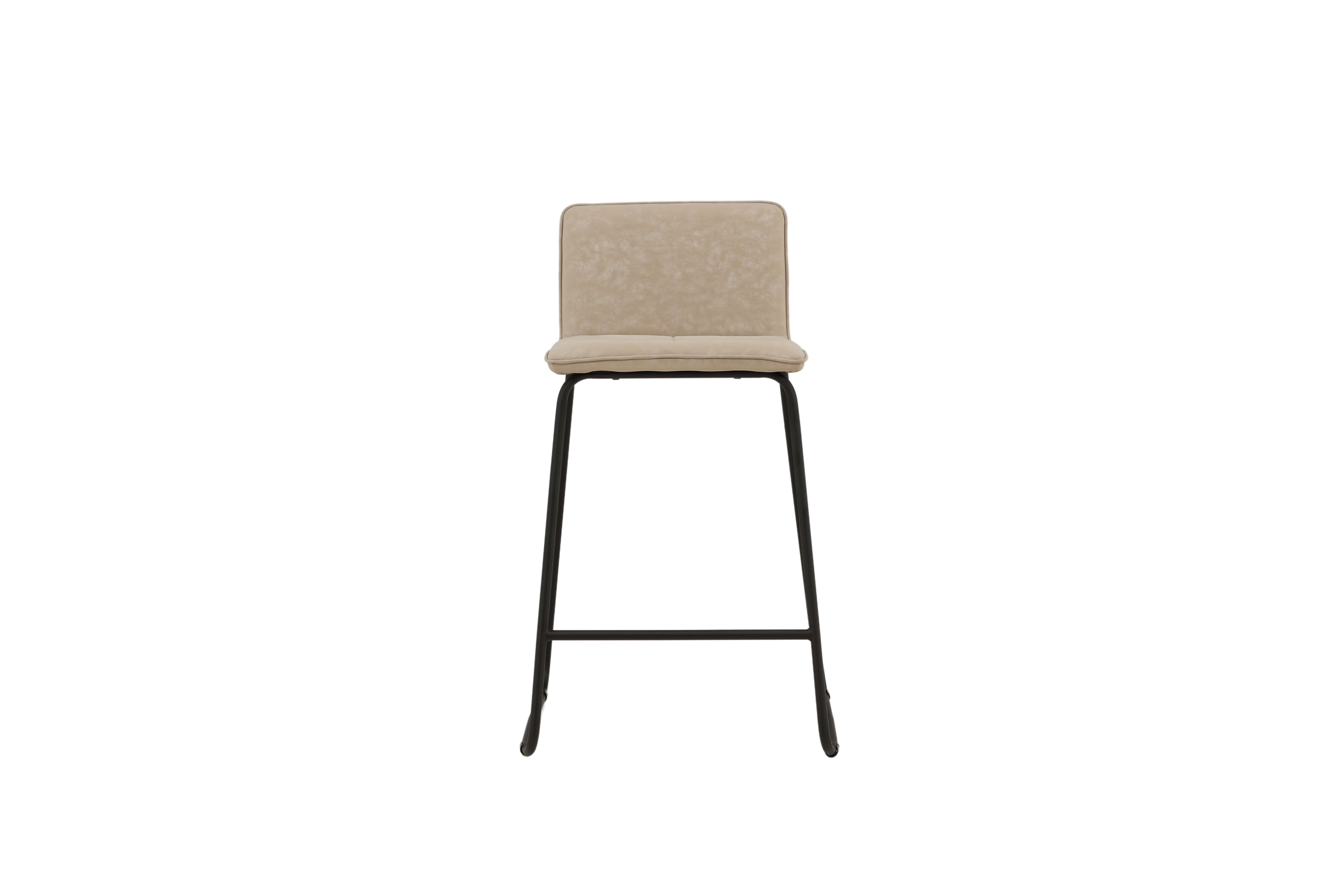 VENTURE DESIGN Bisbee barstol, m. ryglæn og fodstøtte – beige mikrofiber og sort stål