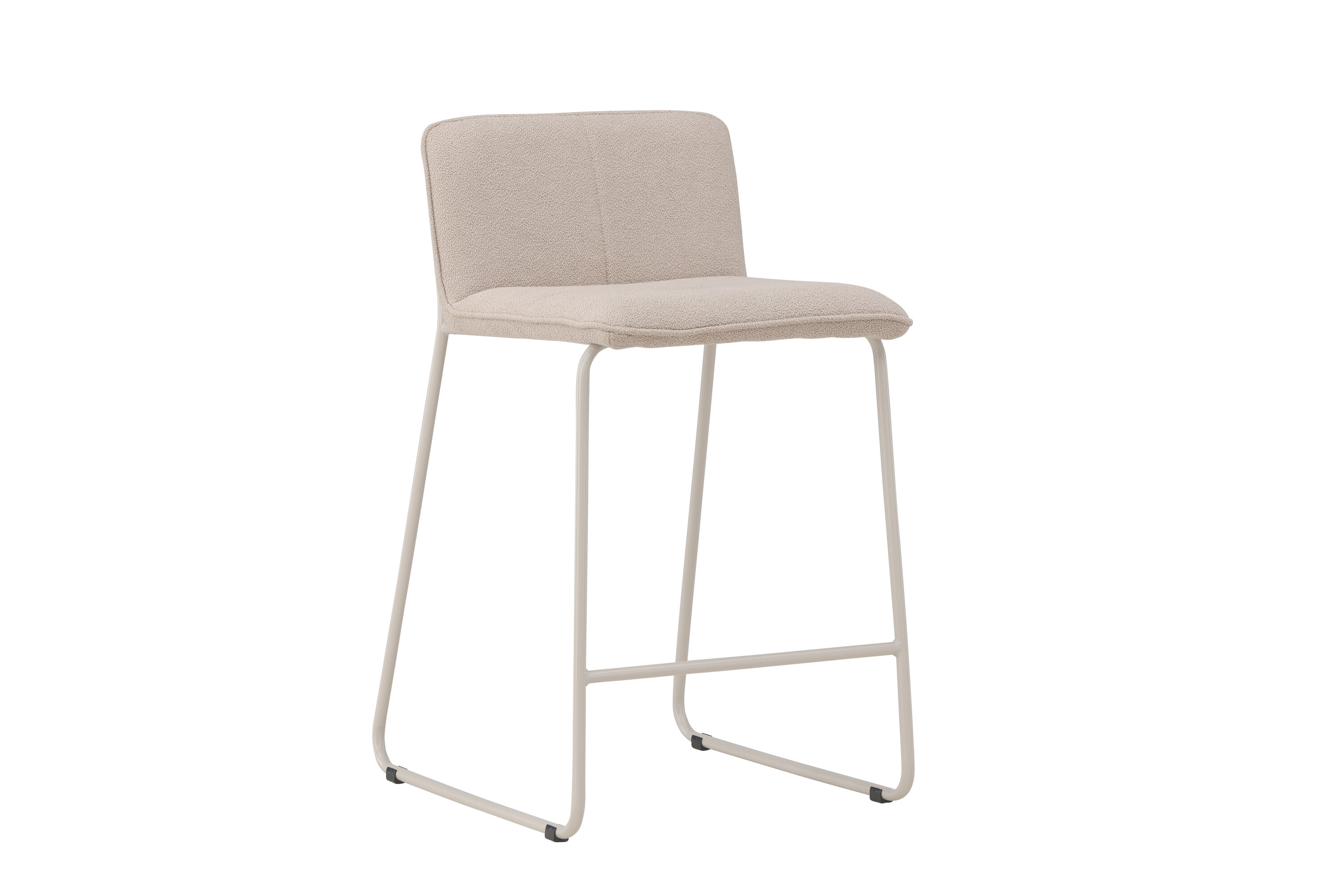VENTURE DESIGN Bisbee barstol, med ryggstöd och fotstöd – beige bouclétyg och stål