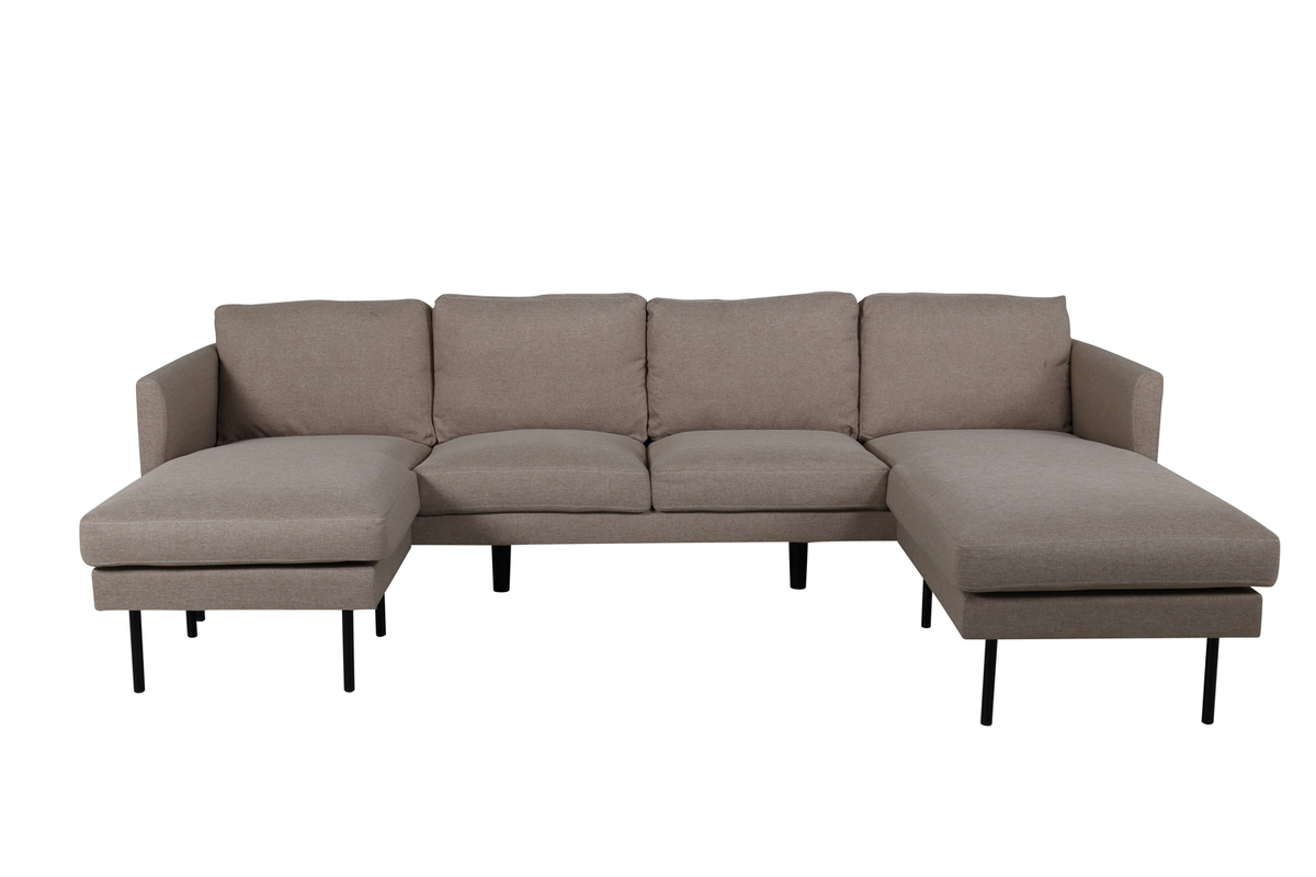 VENTURE DESIGN Zoom U-soffa - brun polyester och svart stål