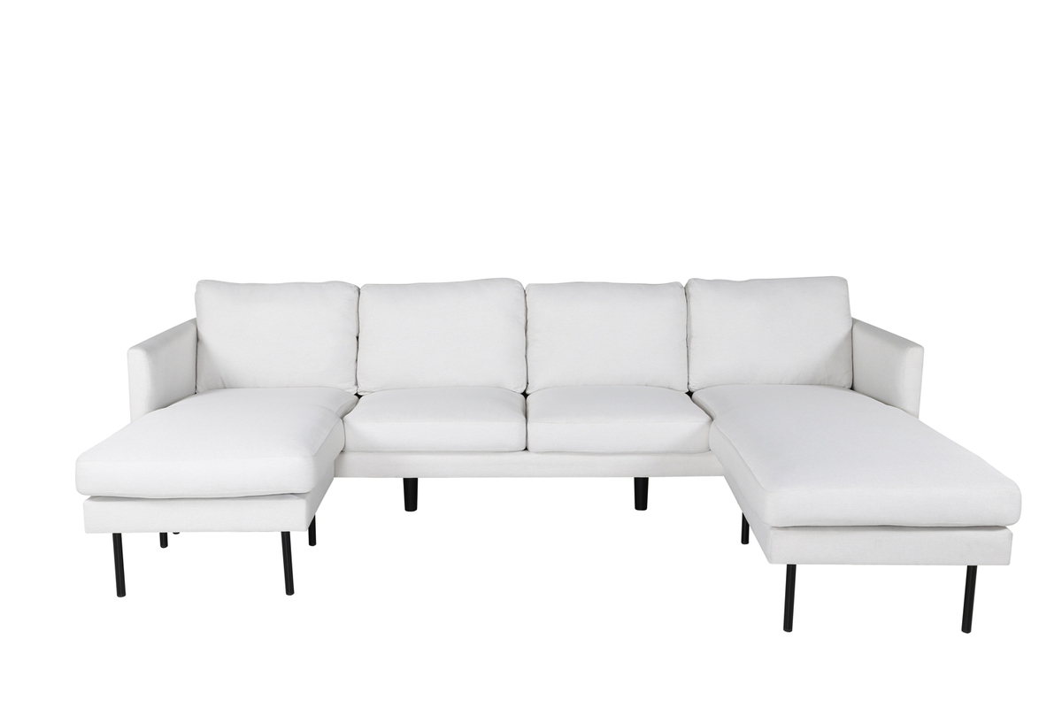 VENTURE DESIGN Zoom U-sofa - beige polyester og sort stål