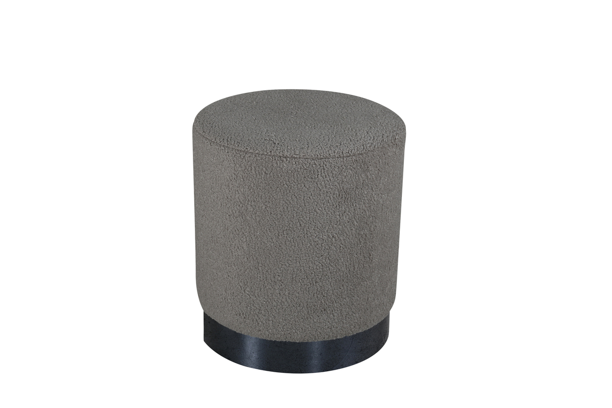 VENTURE DESIGN Benji puf, cylinder - grå bamsestof polyester og sort stål (Ø35)