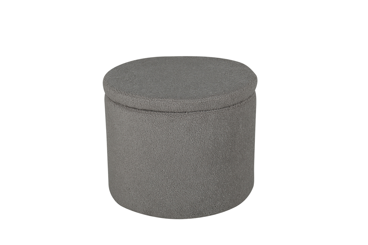 VENTURE DESIGN Dunken puf, m. opbevaring, cylinder - grå bamsestof polyester (Ø51)