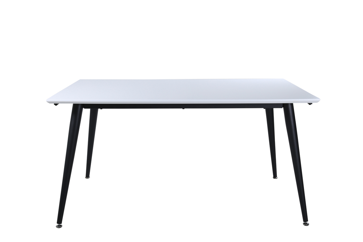 VENTURE DESIGN Jimmy spisebord, m. udtræk - hvid HPL og sort stål (150x90)