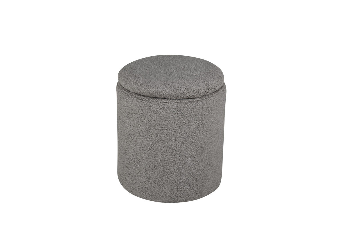 Billede af VENTURE DESIGN Limpen puf, m. opbevaring, cylinder - grå bamsestof polyester (Ø32)