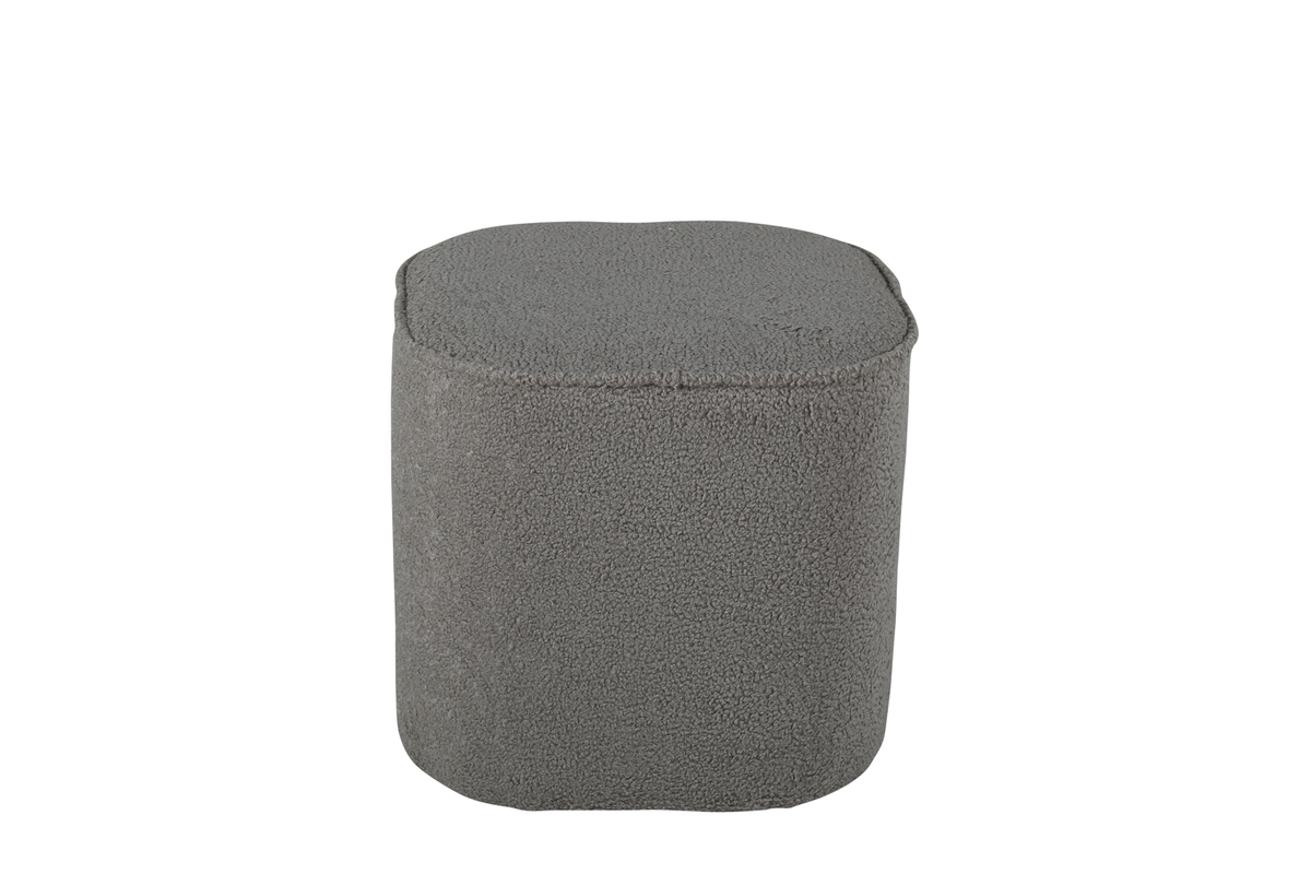 VENTURE DESIGN Piff puf, kvadratisk - grå bamsestof polyester (44x44)