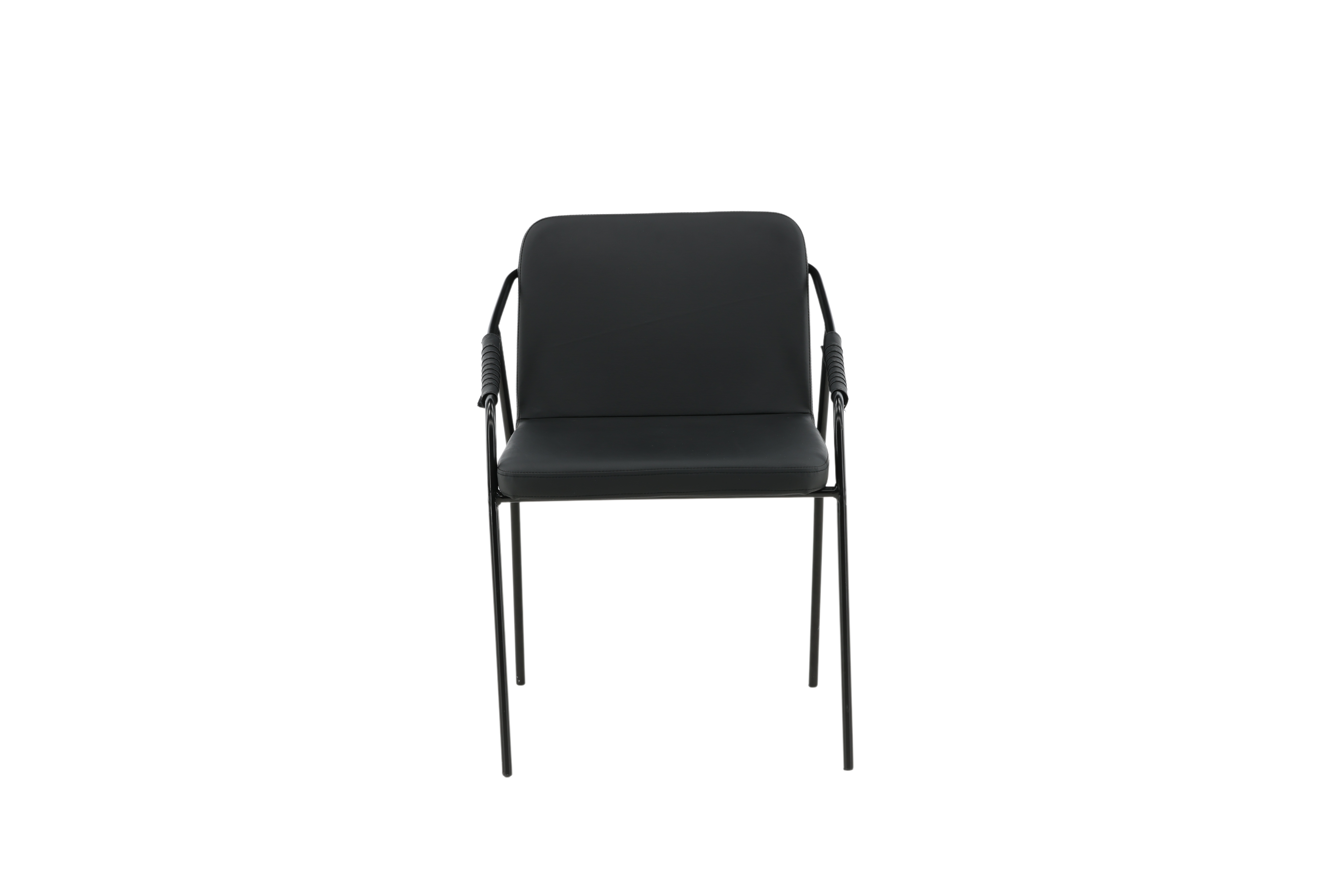 VENTURE DESIGN Tvist spisebordsstol, m. armlæn - sort PU/polyester og sort stål