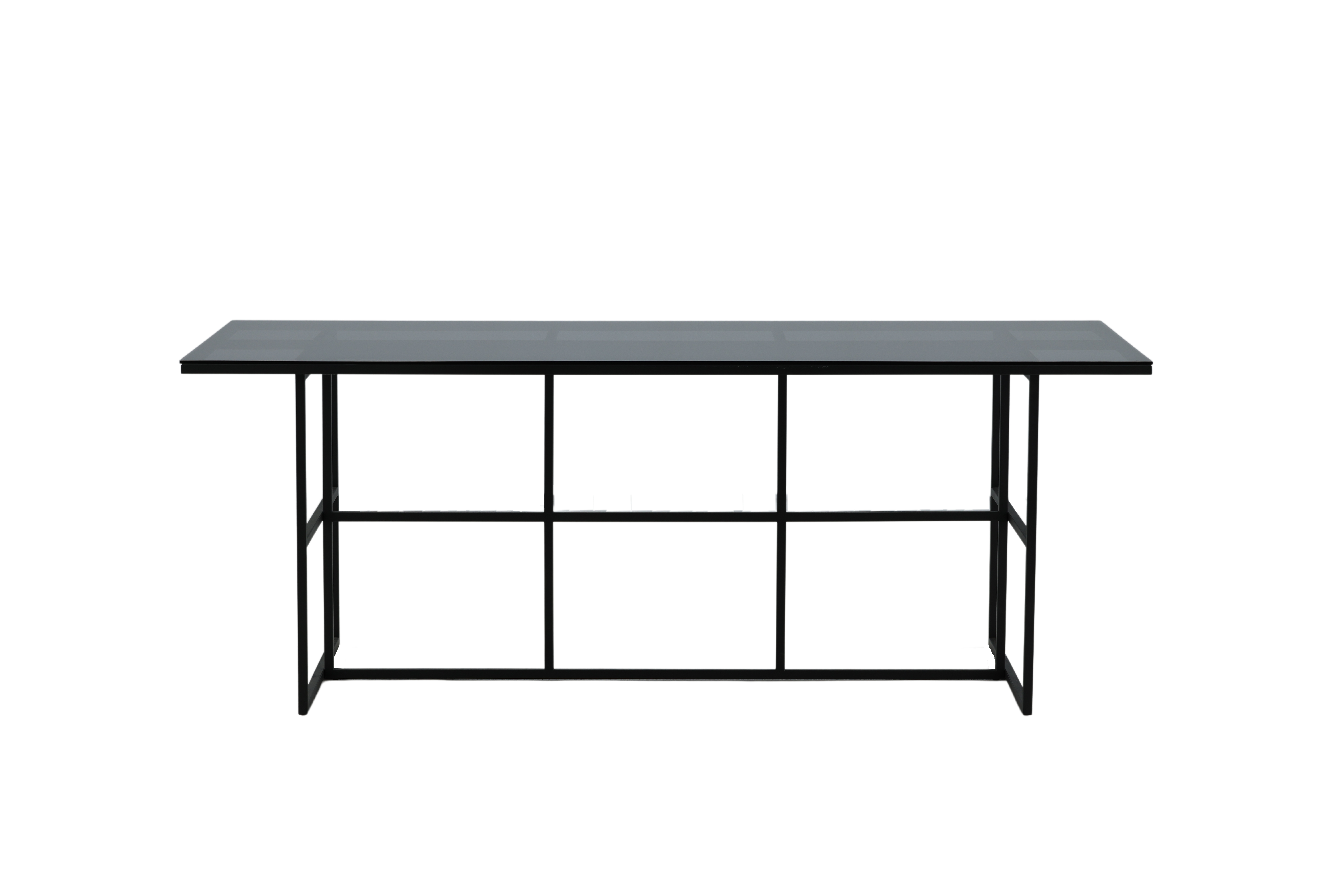 VENTURE DESIGN Leif spisebord, rektangulær - røgfarvet glas og sort stål (200x90)