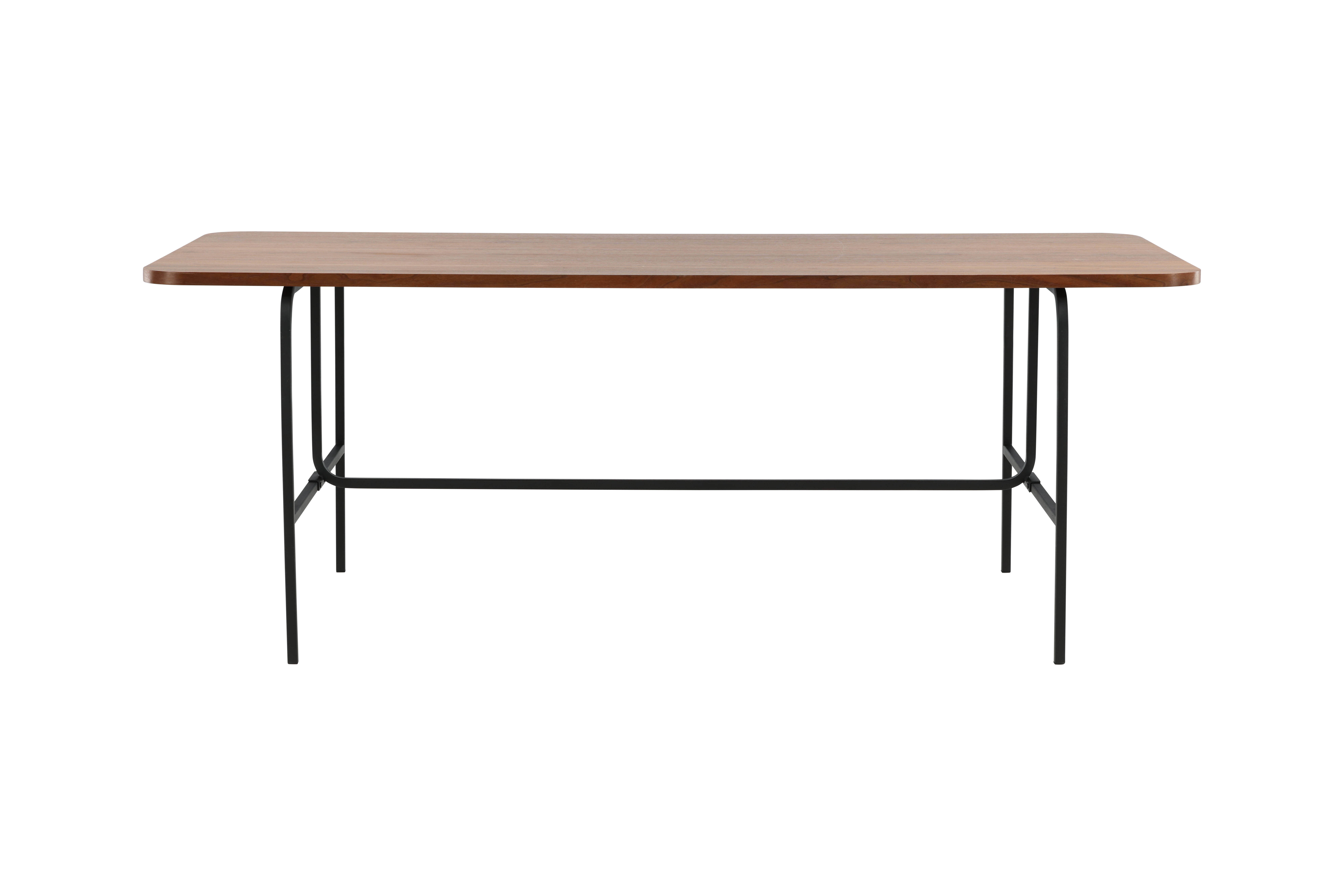 VENTURE DESIGN Uno spisebord, rektangulær - valnøddefarvet finér og sort stål (200x90)