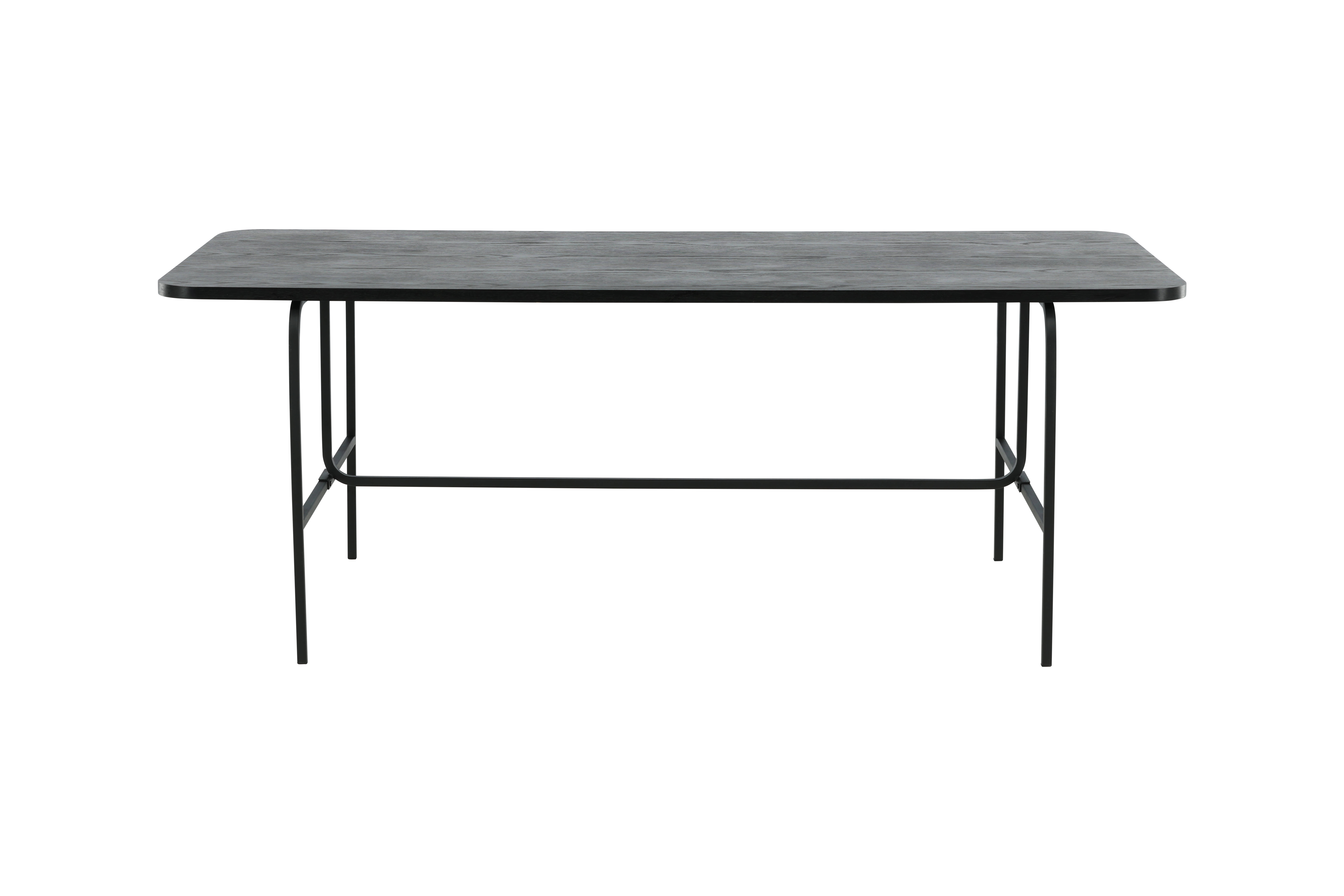 VENTURE DESIGN Uno spisebord, rektangulær - sort finér og sort stål (200x90)