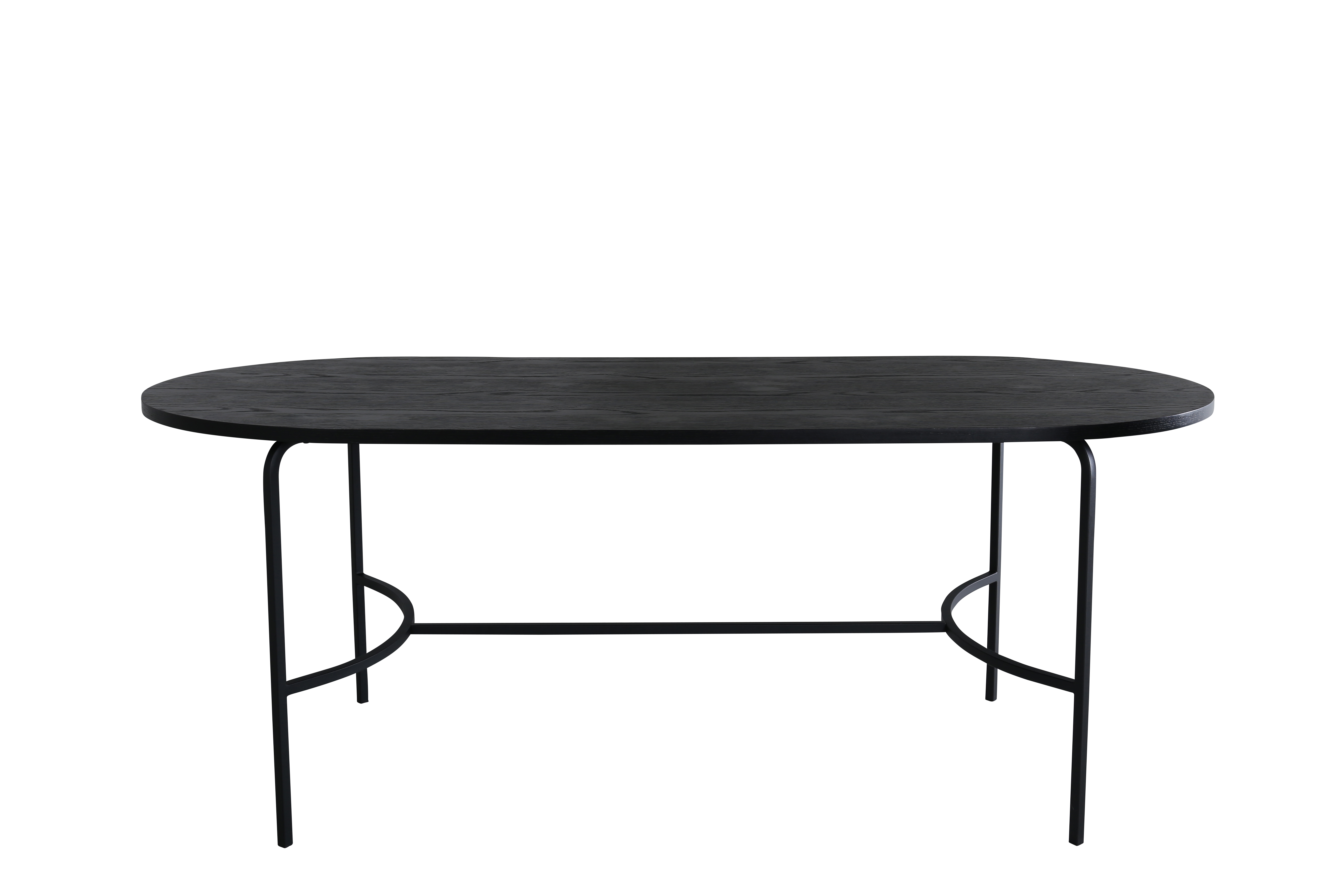VENTURE DESIGN Skate spisebord, oval - sort finér og sort stål (200x90)