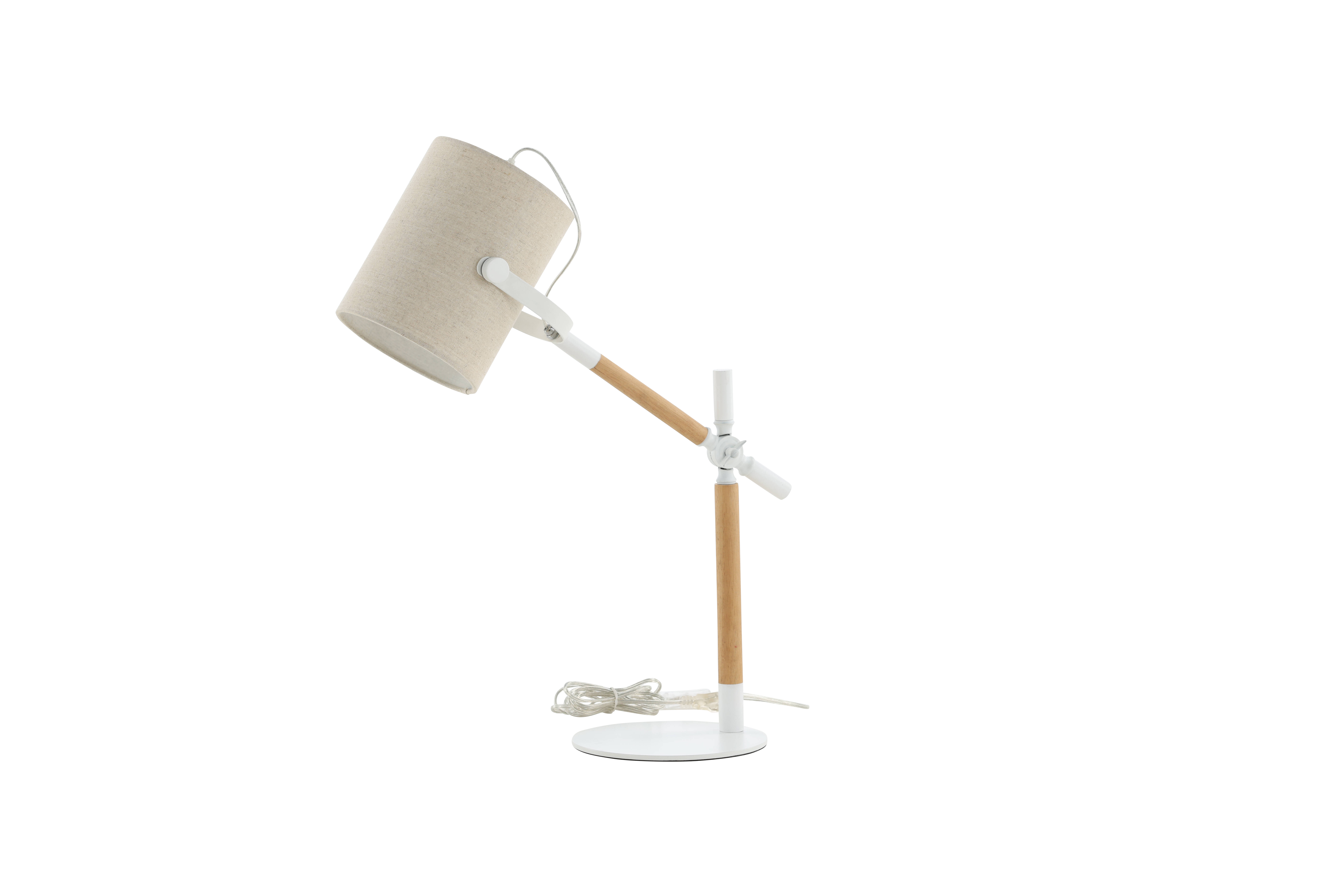 VENTURE DESIGN Dennis bordlampe - beige hør og hvid/natur stål
