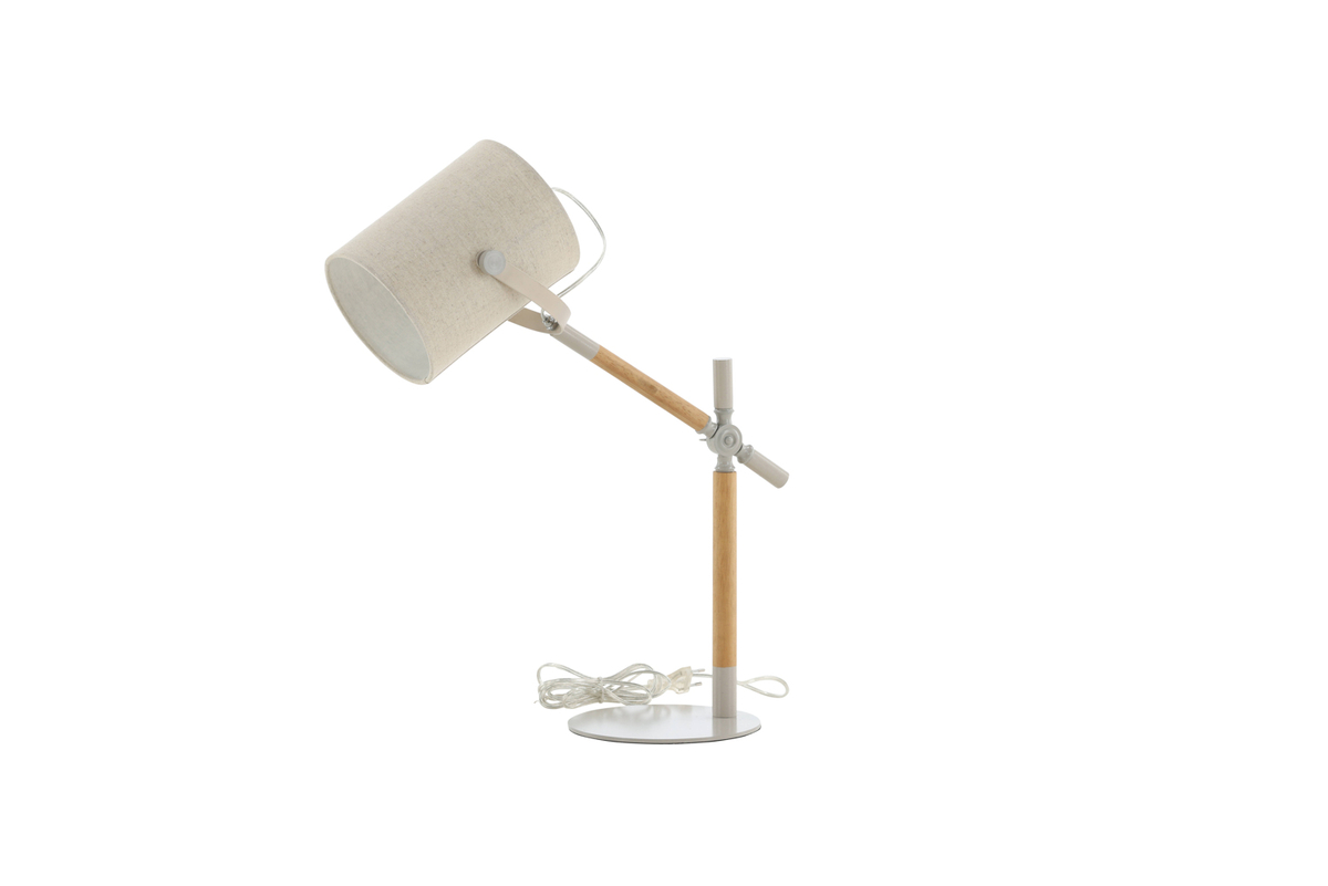 8: VENTURE DESIGN Dennis bordlampe - beige hør og beige/natur stål