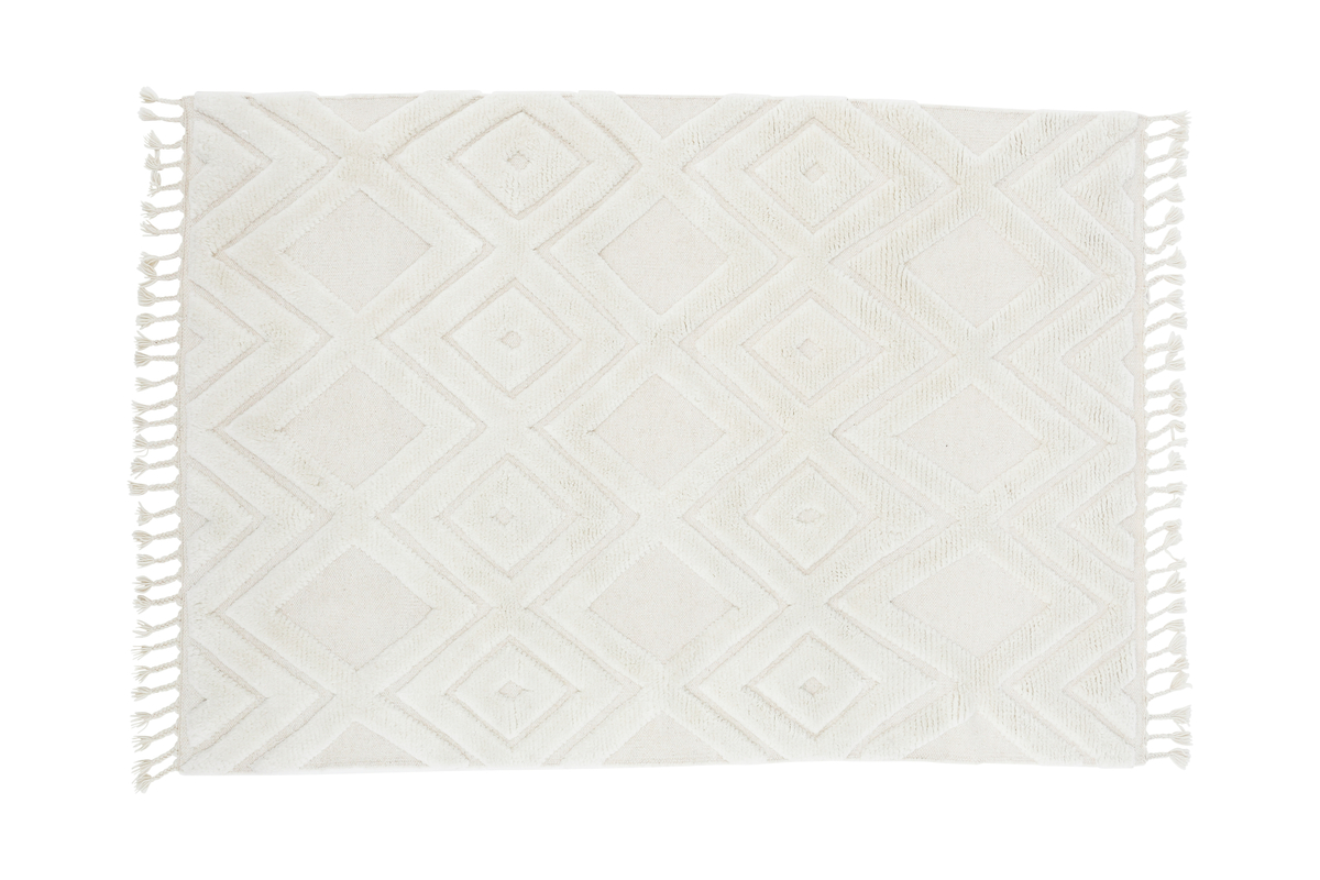 Billede af VIND COLLECTION Dahliawool gulvtæppe, rektangulær - hvid uld (230x160)