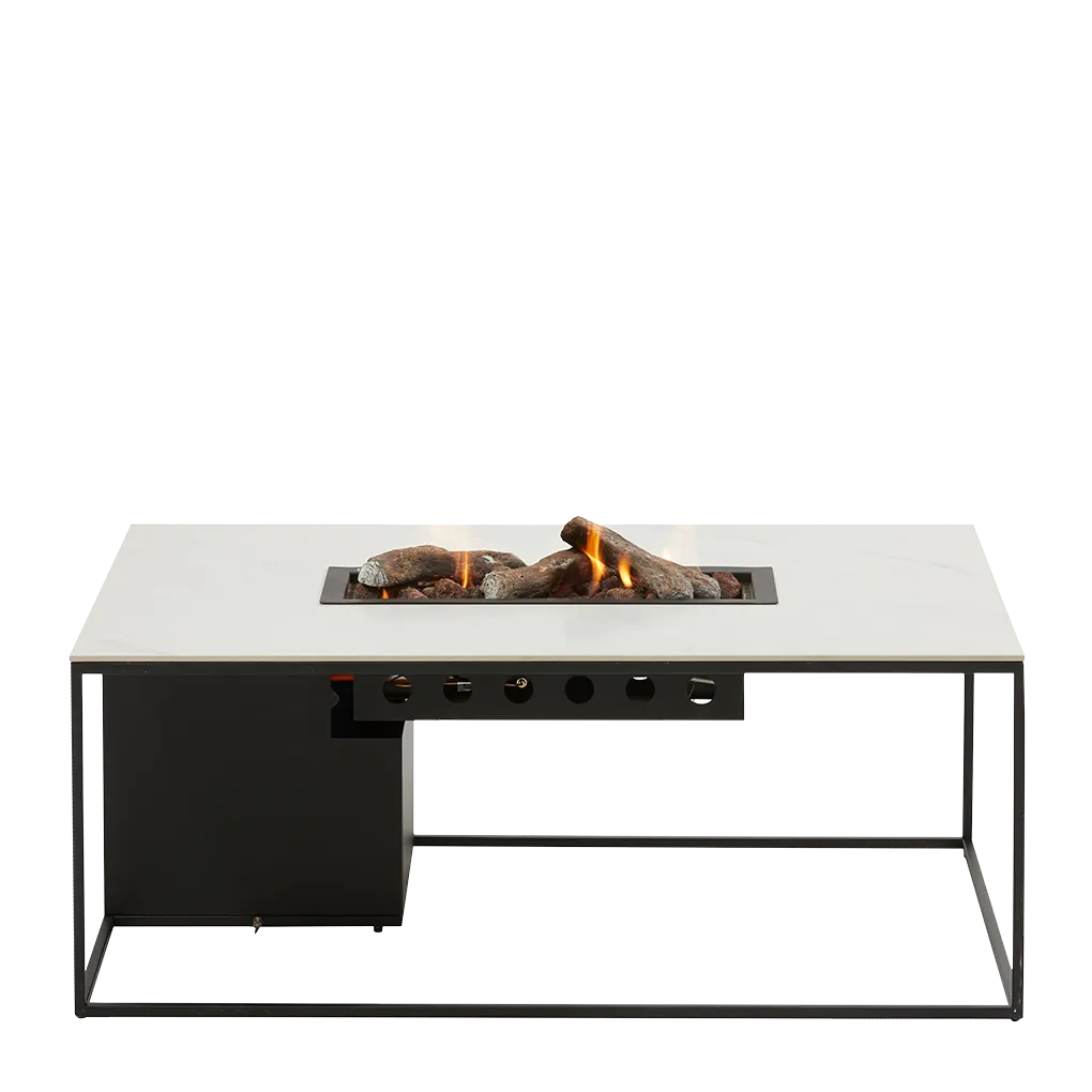 COSI FIRES Cosidesign Line ildbord, rektangulær - hvid marmoreffekt keramik og sort stål (120x80)