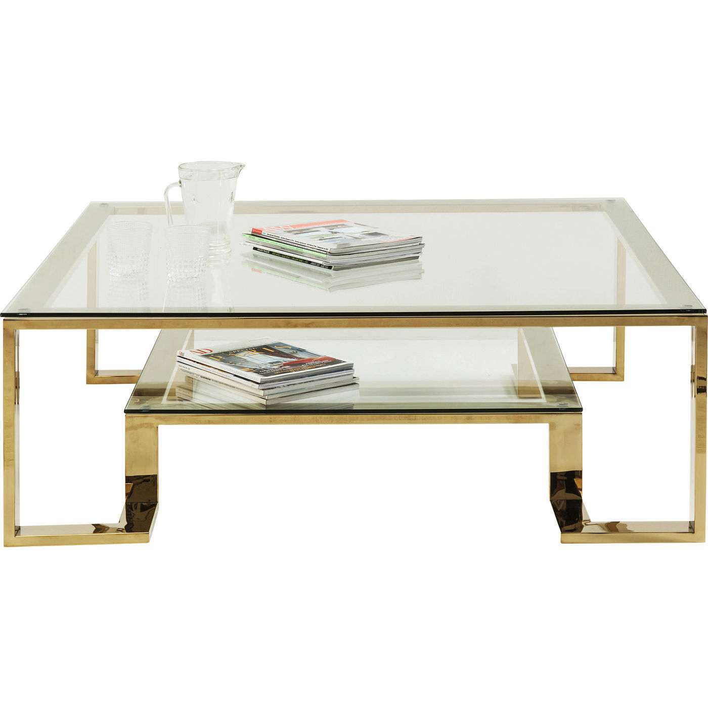 Billede af KARE DESIGN Gold Rush sofabord - glasplade og guld stål (120x120)