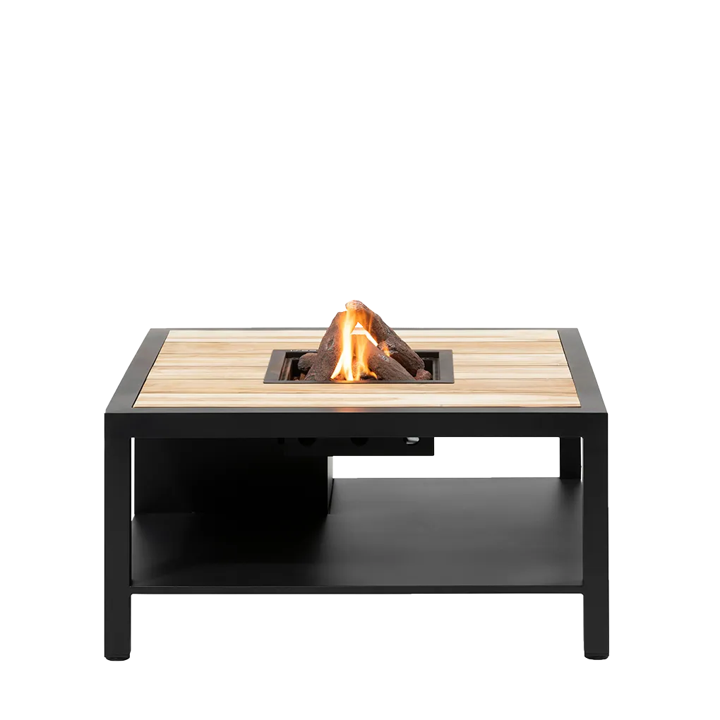 COSI FIRES Cosiflow square ildbord, kvadratisk - natur teaktræ og antracitgrå aluminium (100x100)