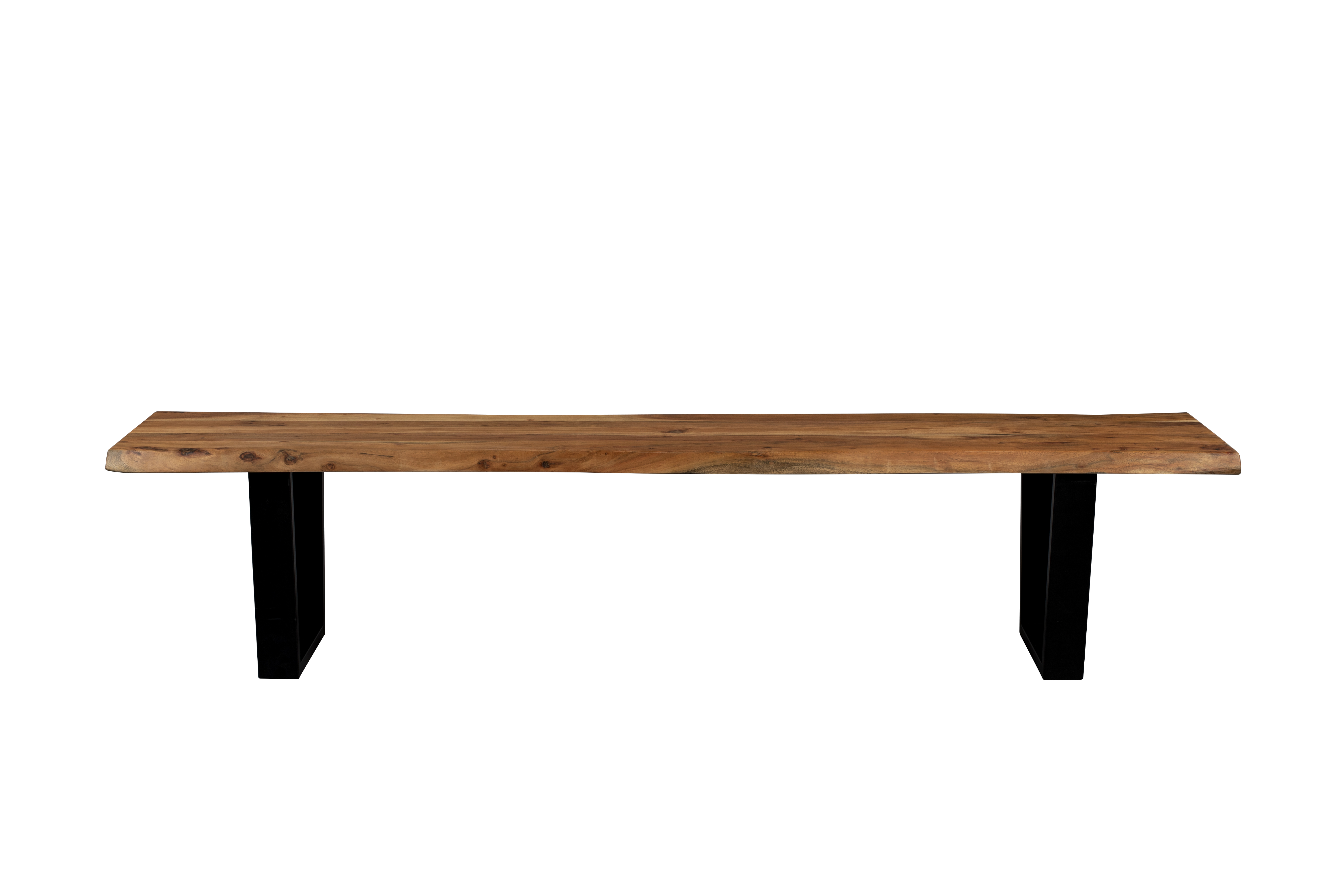 DUTCHBONE Aka bænk til spisebord, rektangulær - brun akacietræ og sort jern (200X45)